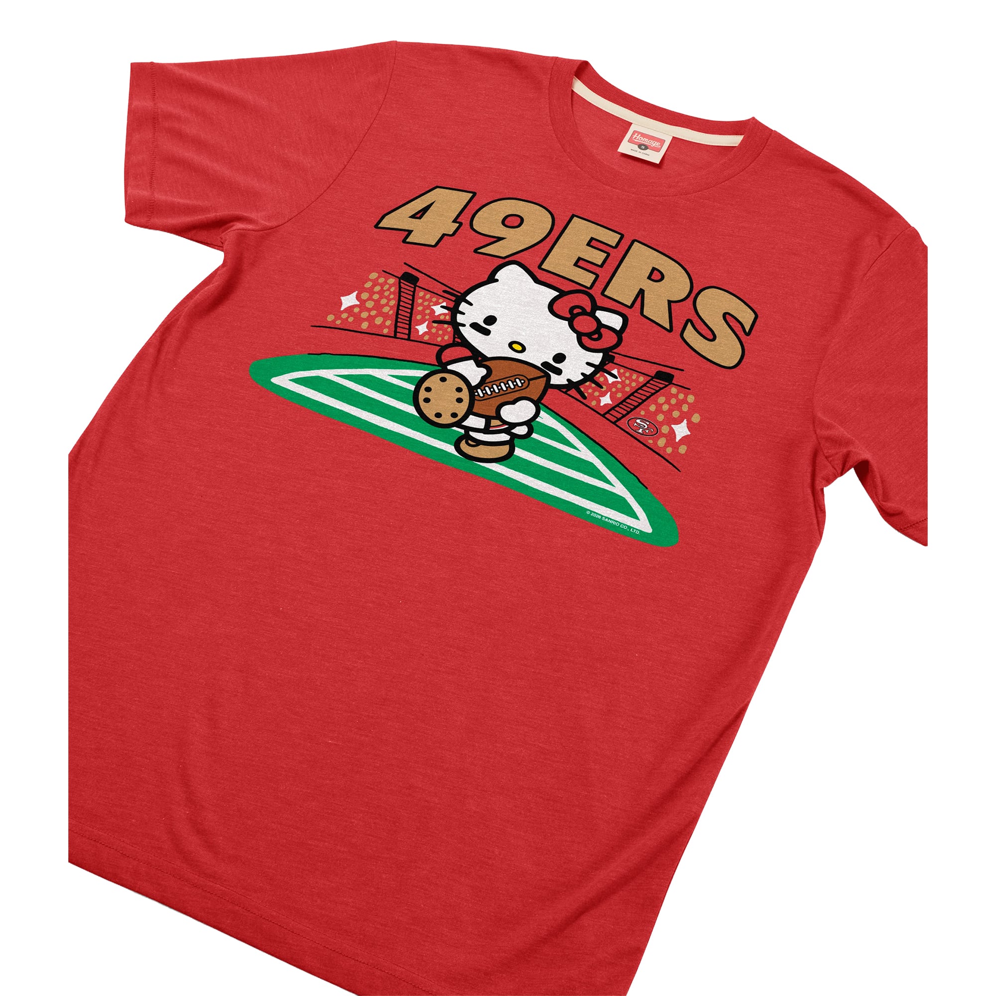 T-shirt unisexe Hommage Scarlet San Francisco 49ers x Hello Kitty en mélange de trois matières
