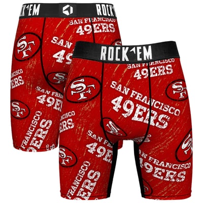  San Francisco 49ers Rock Em Unisex Throwback Logo Allover Boxer Briefs - Scarlet