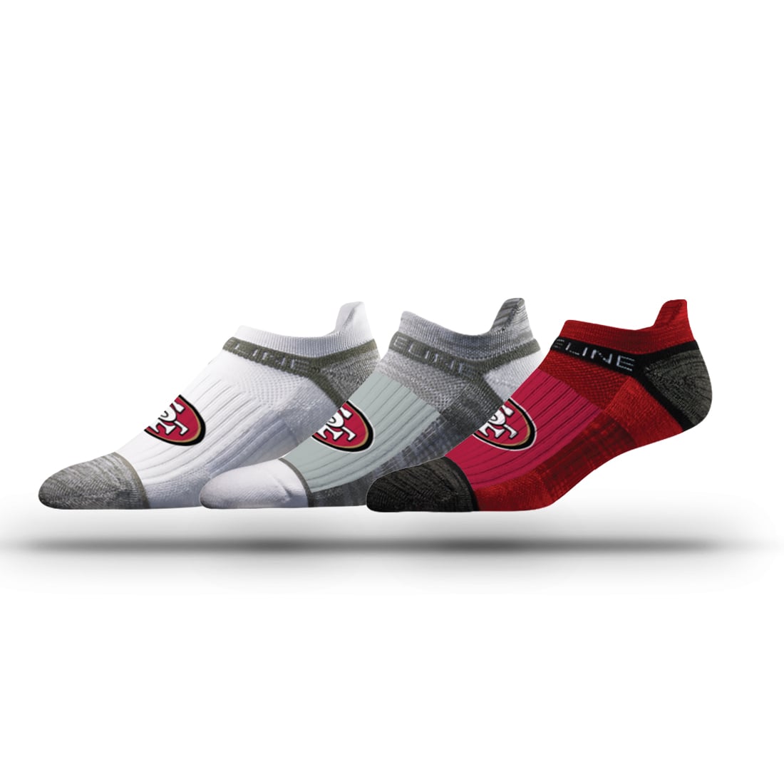 Lot de trois paires de chaussettes unisexes Strideline San Francisco 49ers avec logo de l'équipe