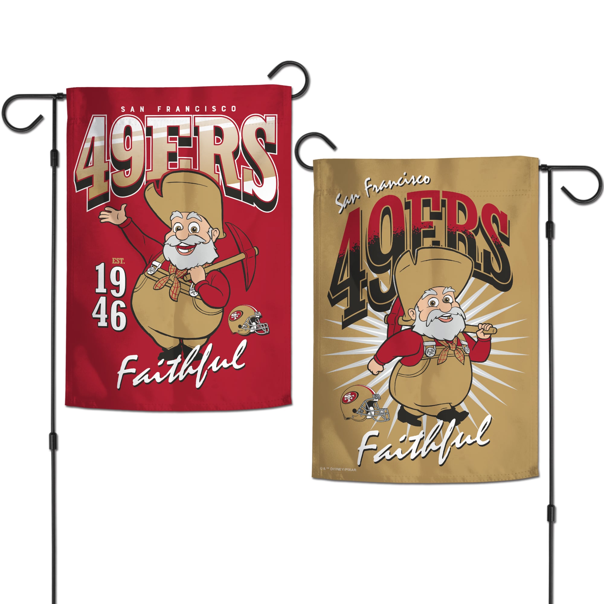 Drapeau de jardin double face WinCraft San Francisco 49ers Disney x NFL Stinky Pete 30 x 45 cm