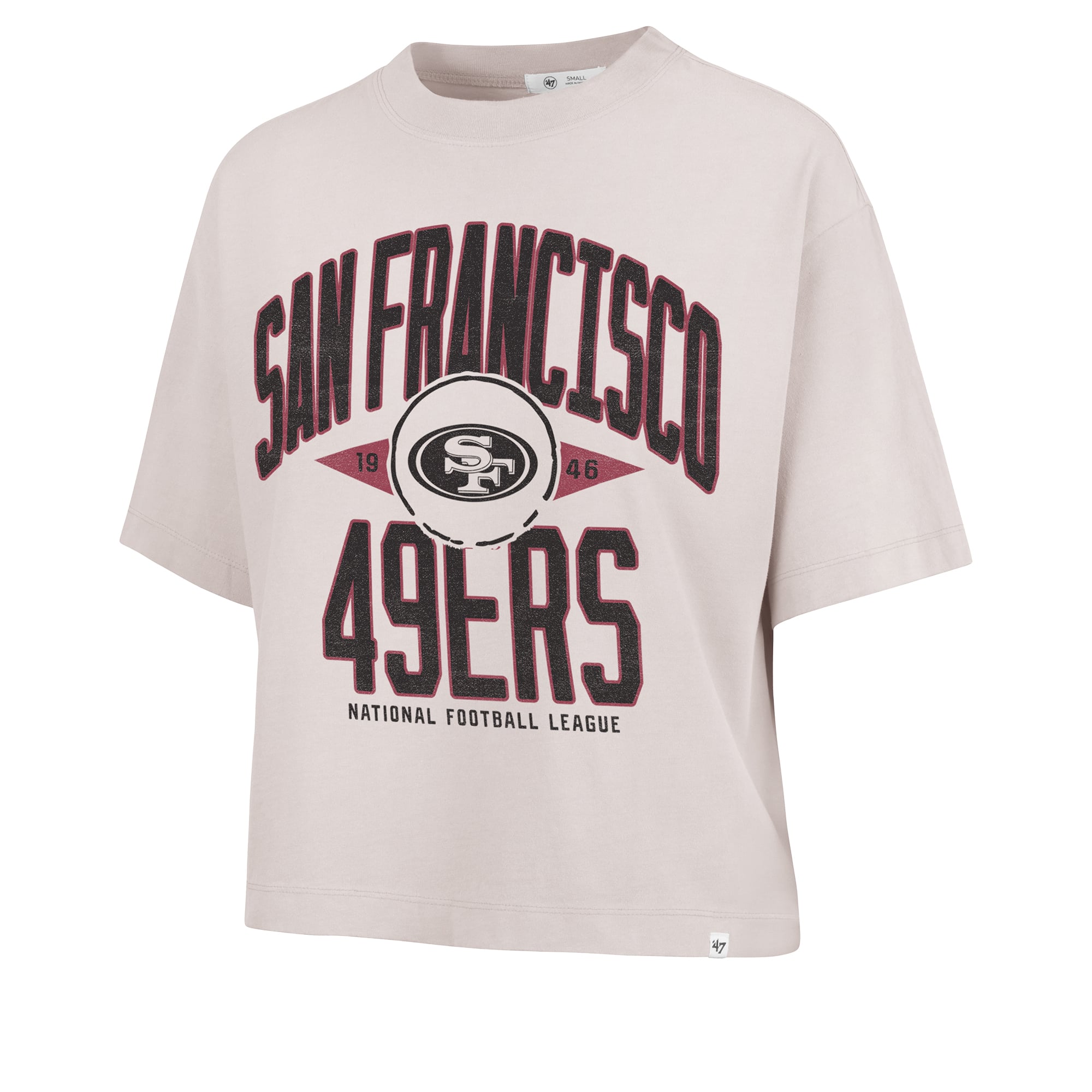 Women's '47 Natural San Francisco 49ers Cropped Windthrow Ravine T-Shirt