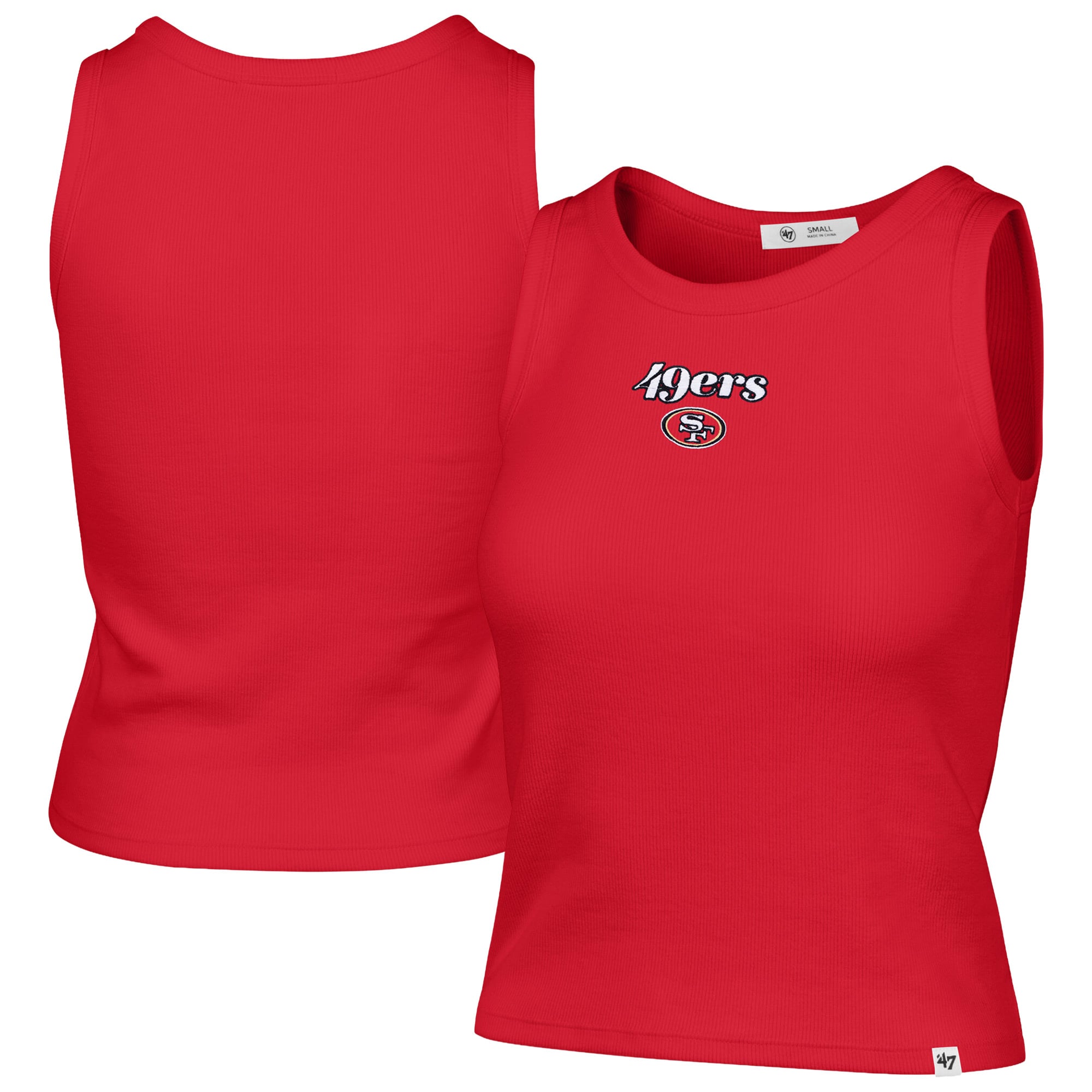 Débardeur court côtelé à coupe droite pour femme, modèle 47 Scarlet des 49ers de San Francisco