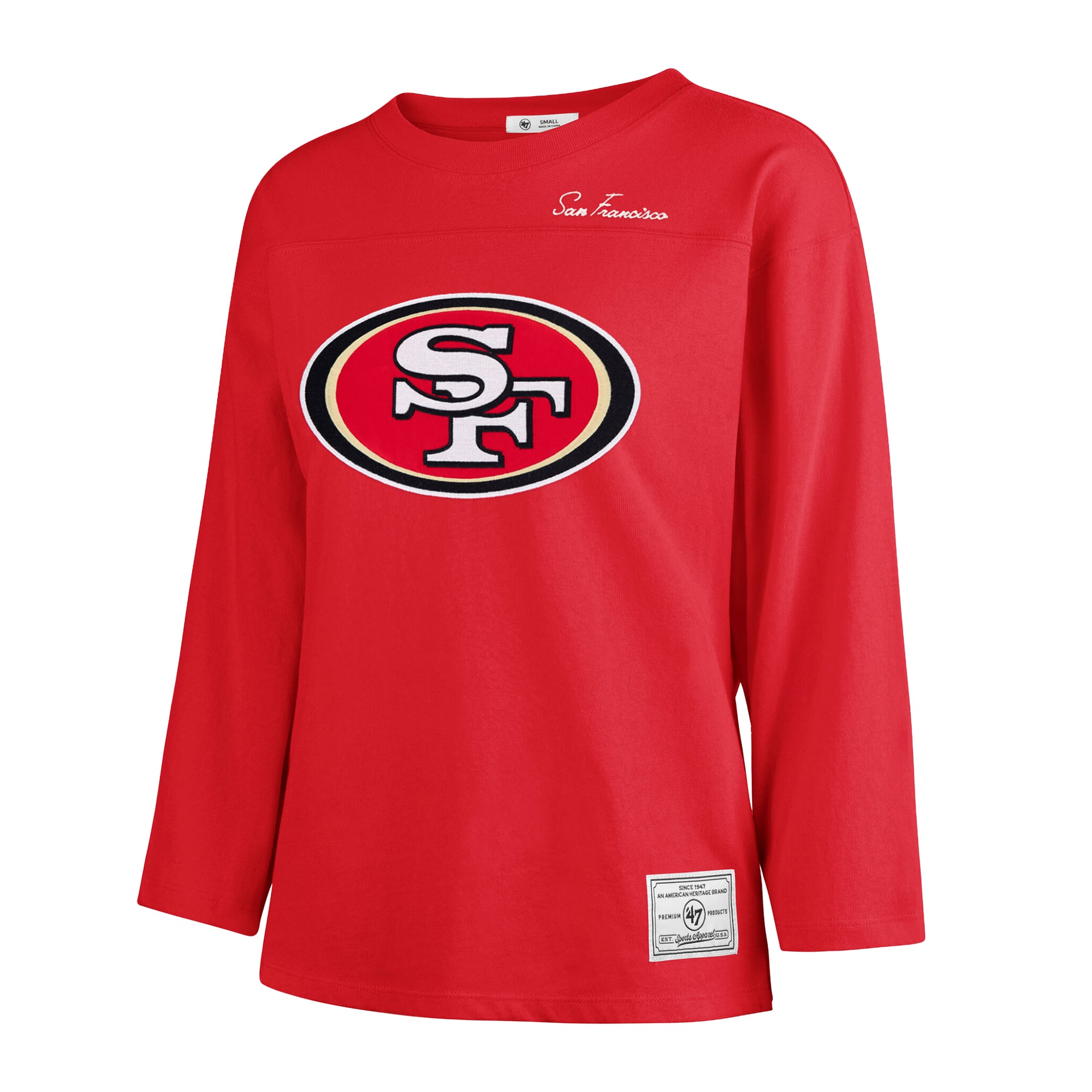 T-shirt à manches longues intemporel « 47 Scarlet San Francisco 49ers Game Nod » pour femmes
