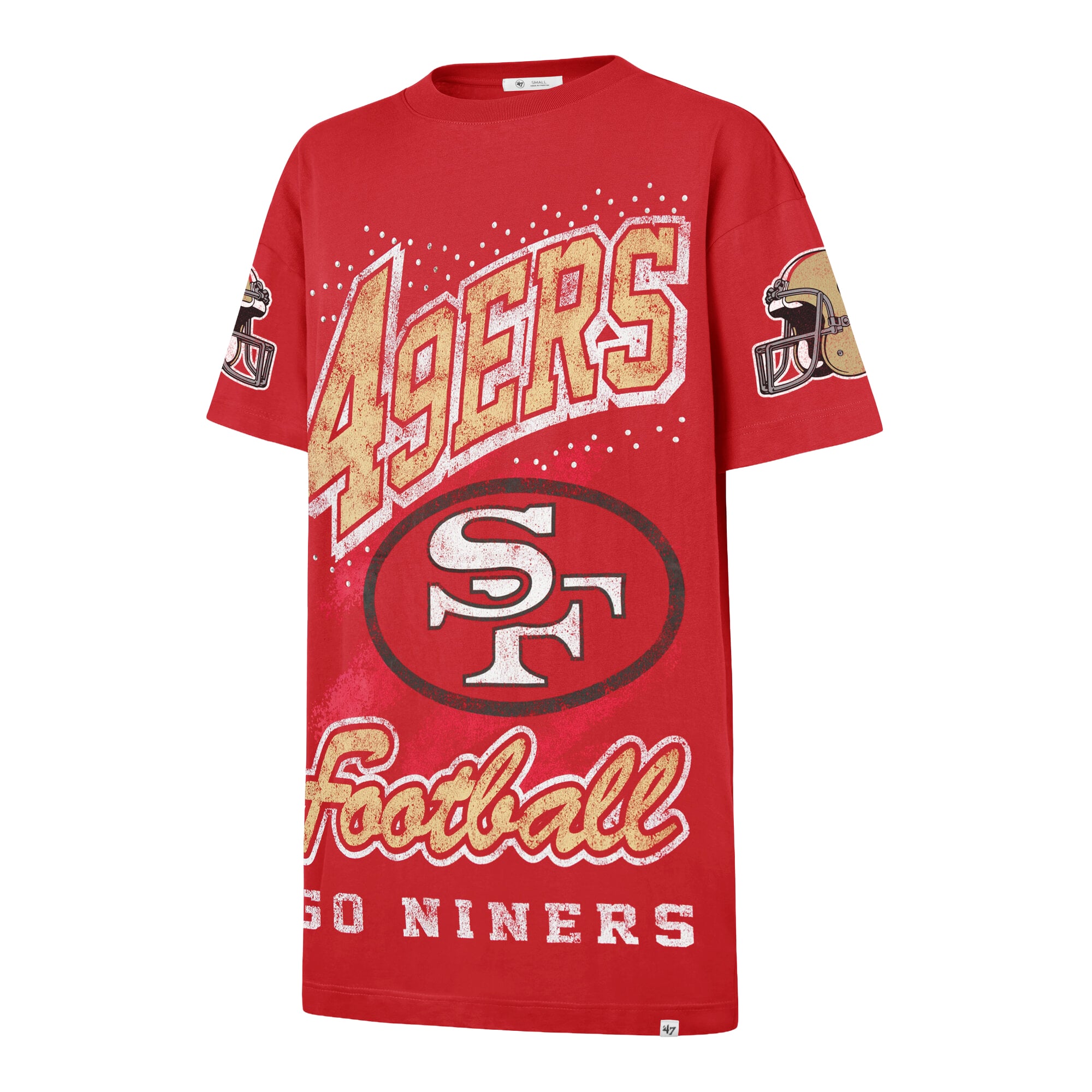 Robe t-shirt oversize à pierres précieuses « 47 Scarlet San Francisco 49ers » pour femme
