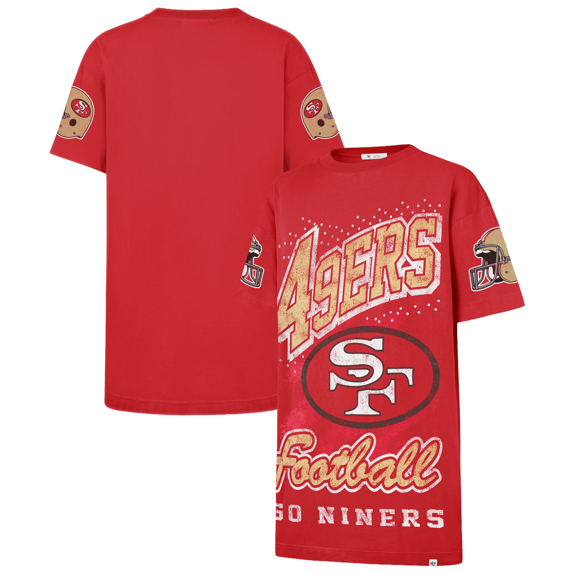 Robe t-shirt oversize à pierres précieuses « 47 Scarlet San Francisco 49ers » pour femme