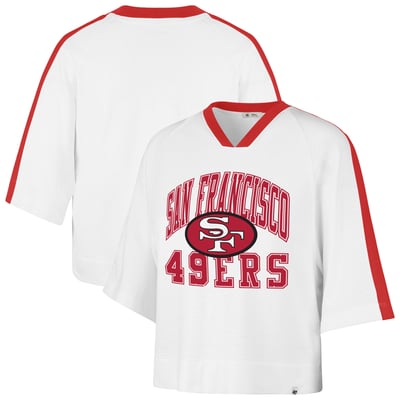 San Francisco 49ers '47 Women's Big Overarch Drop Needle Raglan V-Neck T-Shirt - White