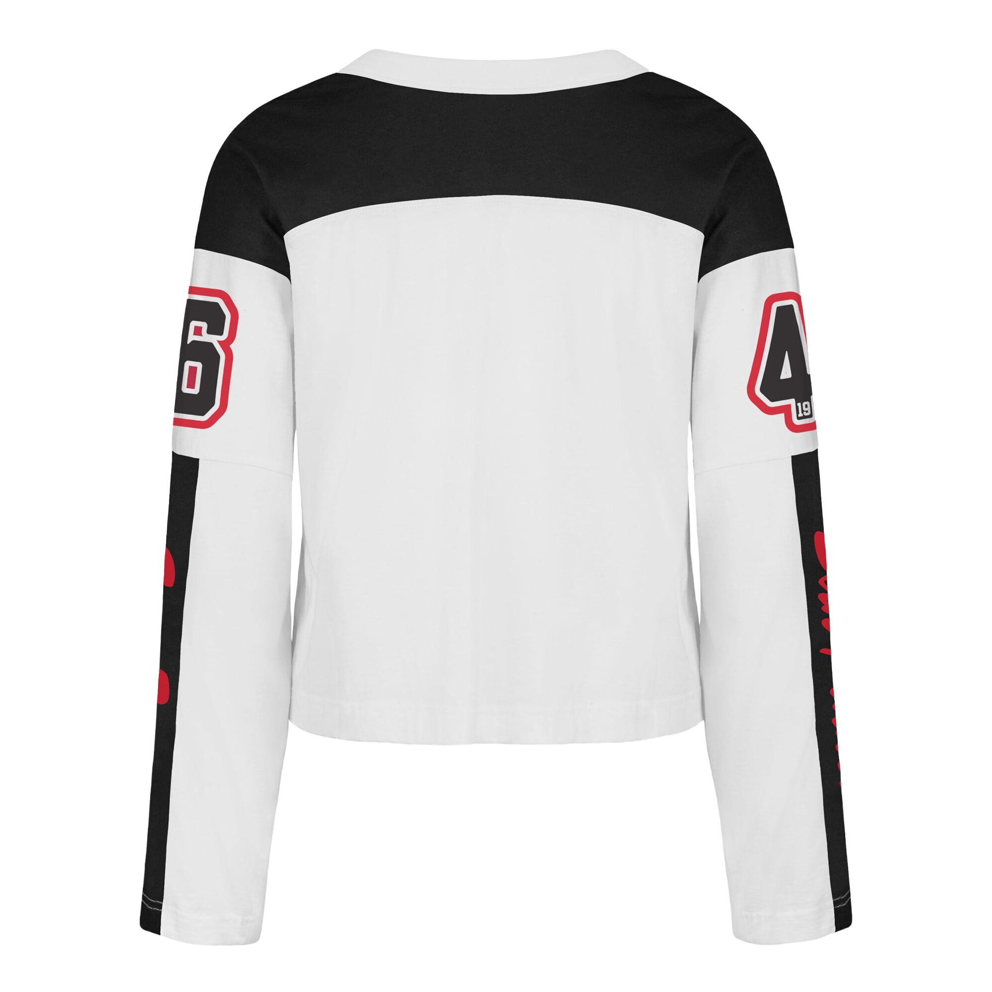 T-shirt à manches longues et col en V blanc San Francisco 49ers pour femme, modèle « 47 ».