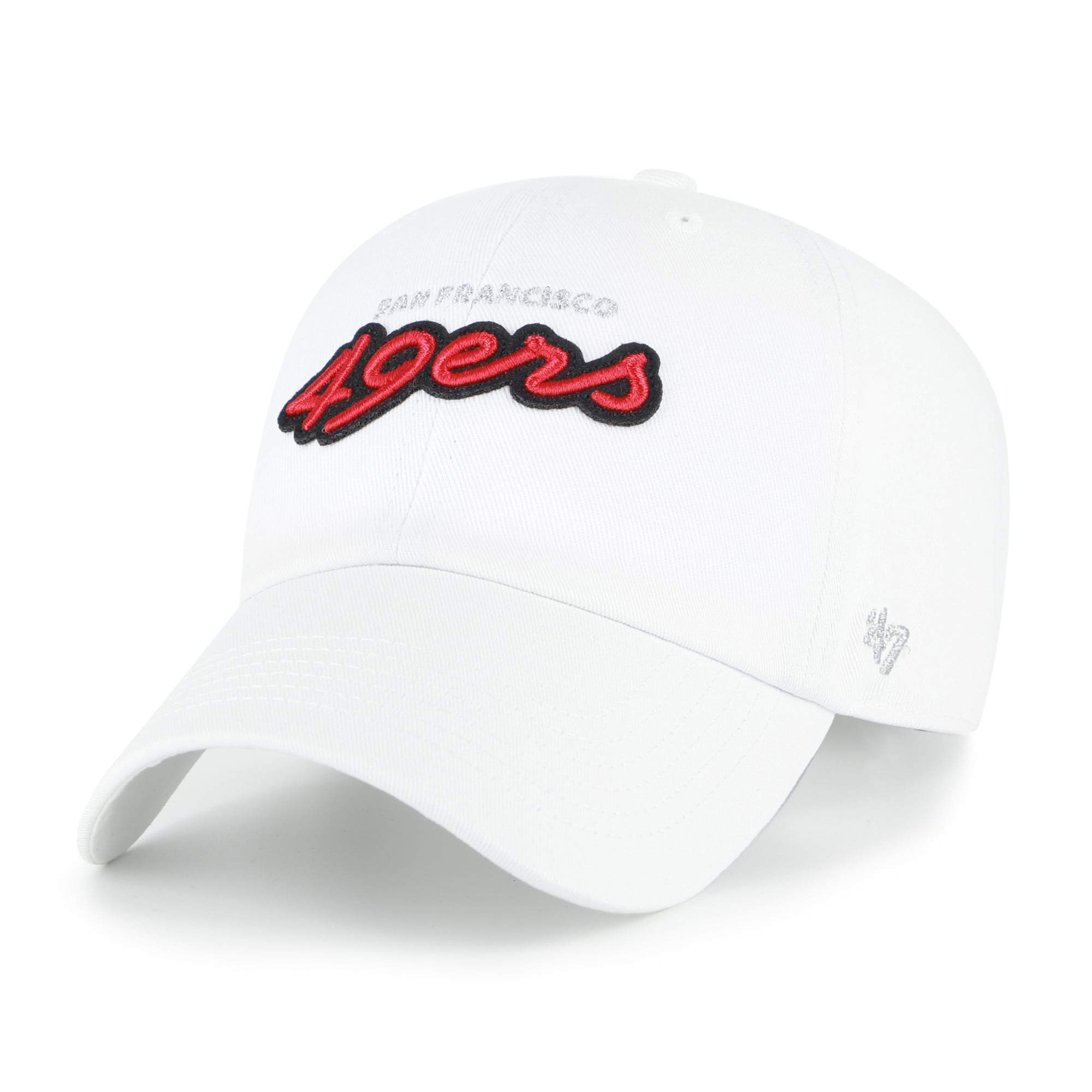 Women's '47 White San Francisco 49ers Trendy Script Clean Up Adjustable Hat