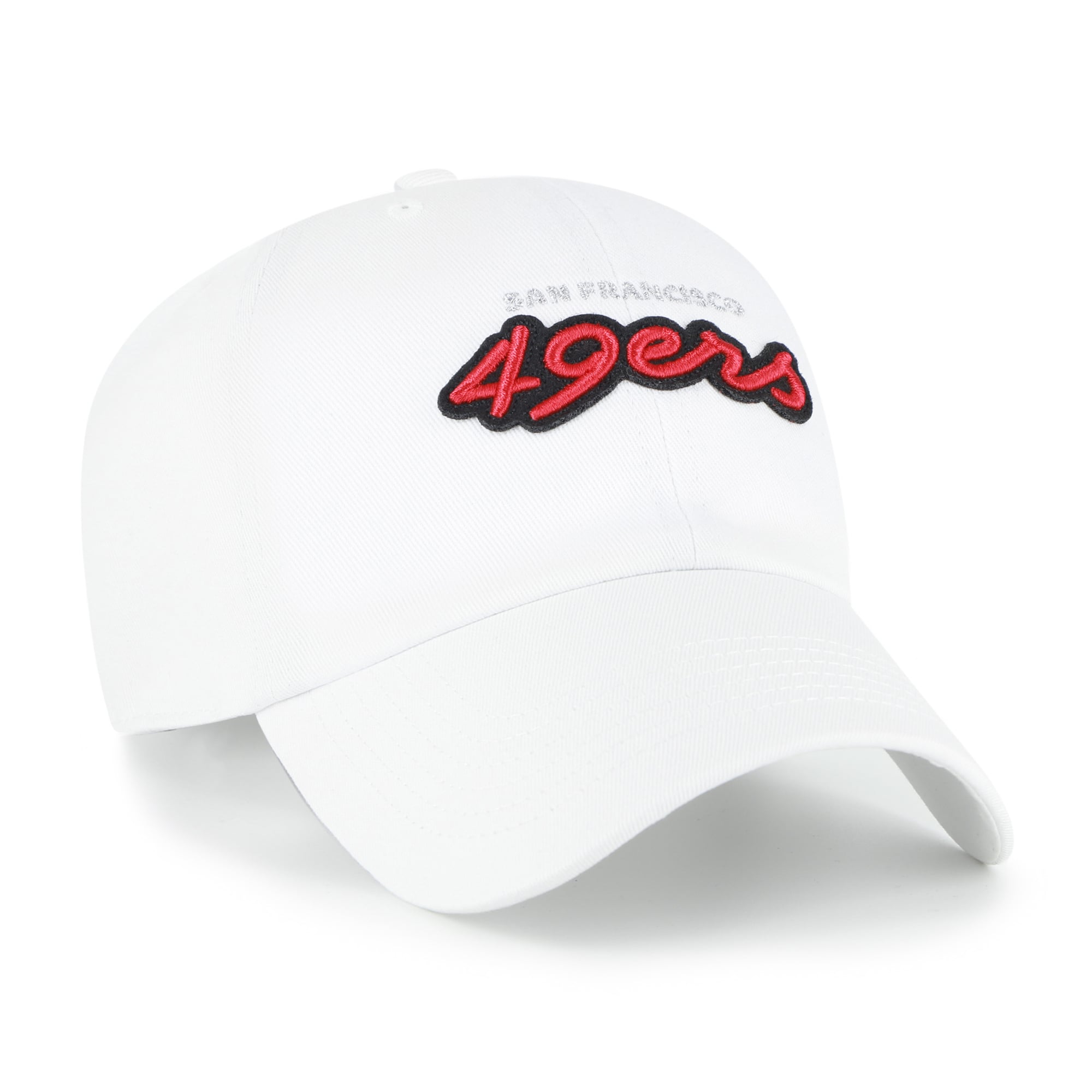 Women's '47 White San Francisco 49ers Trendy Script Clean Up Adjustable Hat