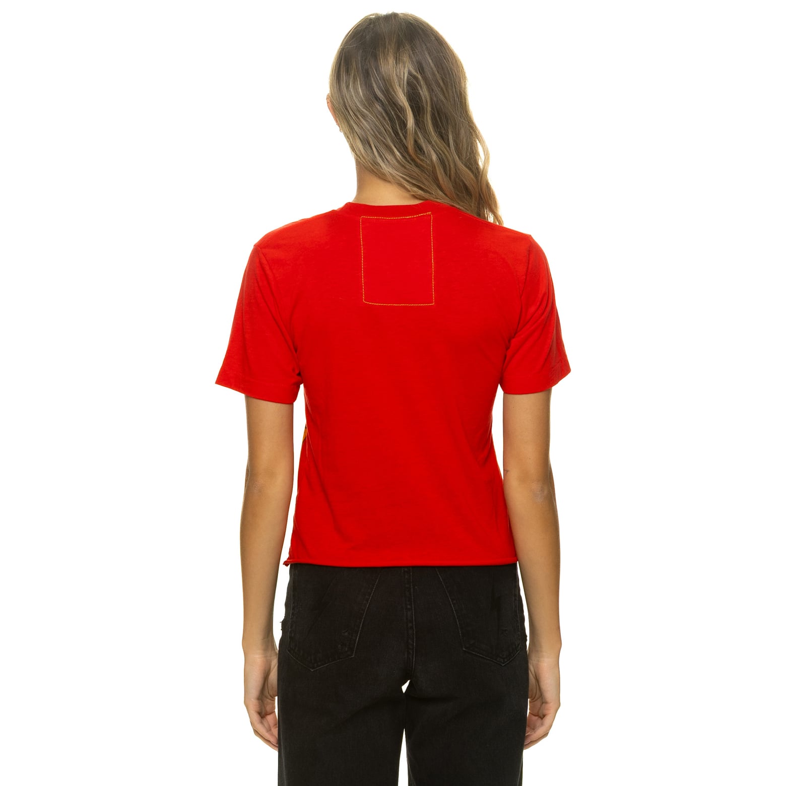 T-shirt Aviator Nation Scarlet San Francisco 49ers pour femme, coupe carrée, style boyfriend, en mélange de trois matières