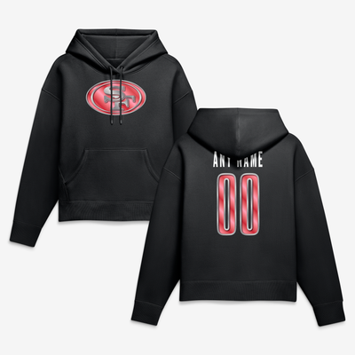 San Francisco 49ers Women's Metallic Mascot Personalized Name & Number Hoodie - Black