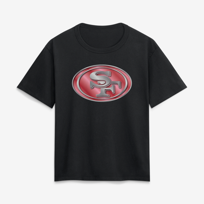 San Francisco 49ers Women's Metallic Mascot T-Shirt - Black