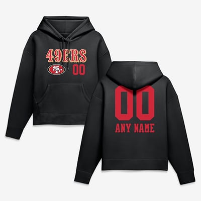 San Francisco 49ers Women's Touchdown Wordmark Personalized Name & Number Hoodie - Black