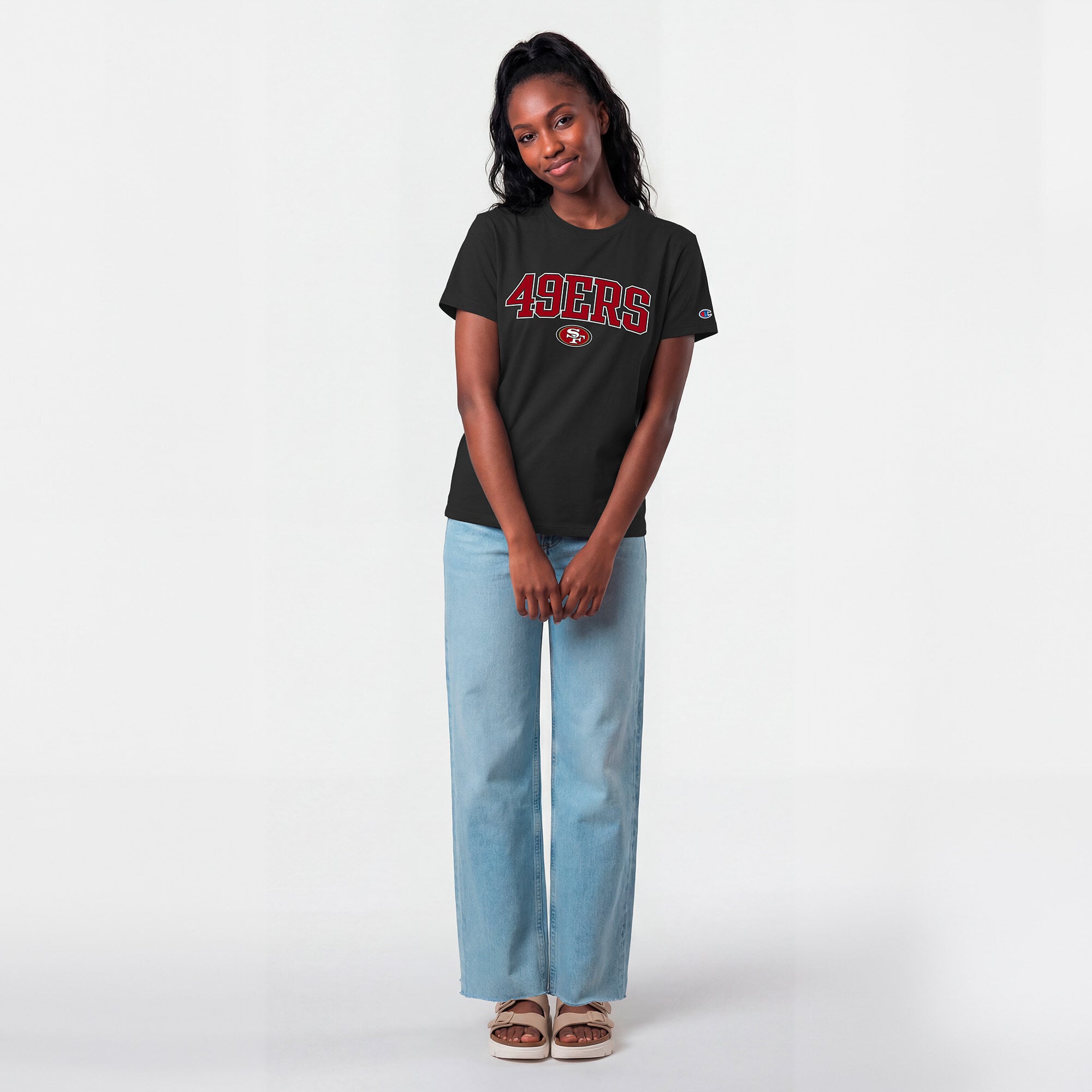 T-shirt féminin Champion Cardinal San Francisco 49ers avec logo arqué