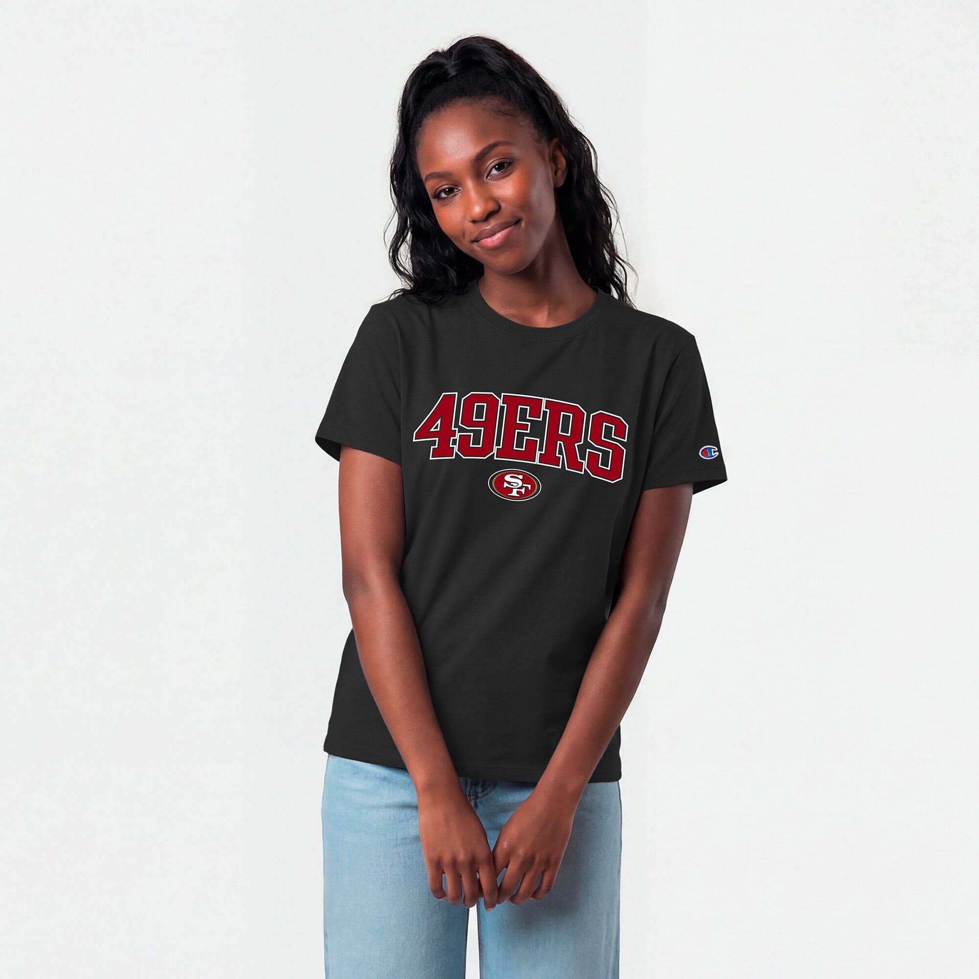 T-shirt féminin Champion Cardinal San Francisco 49ers avec logo arqué