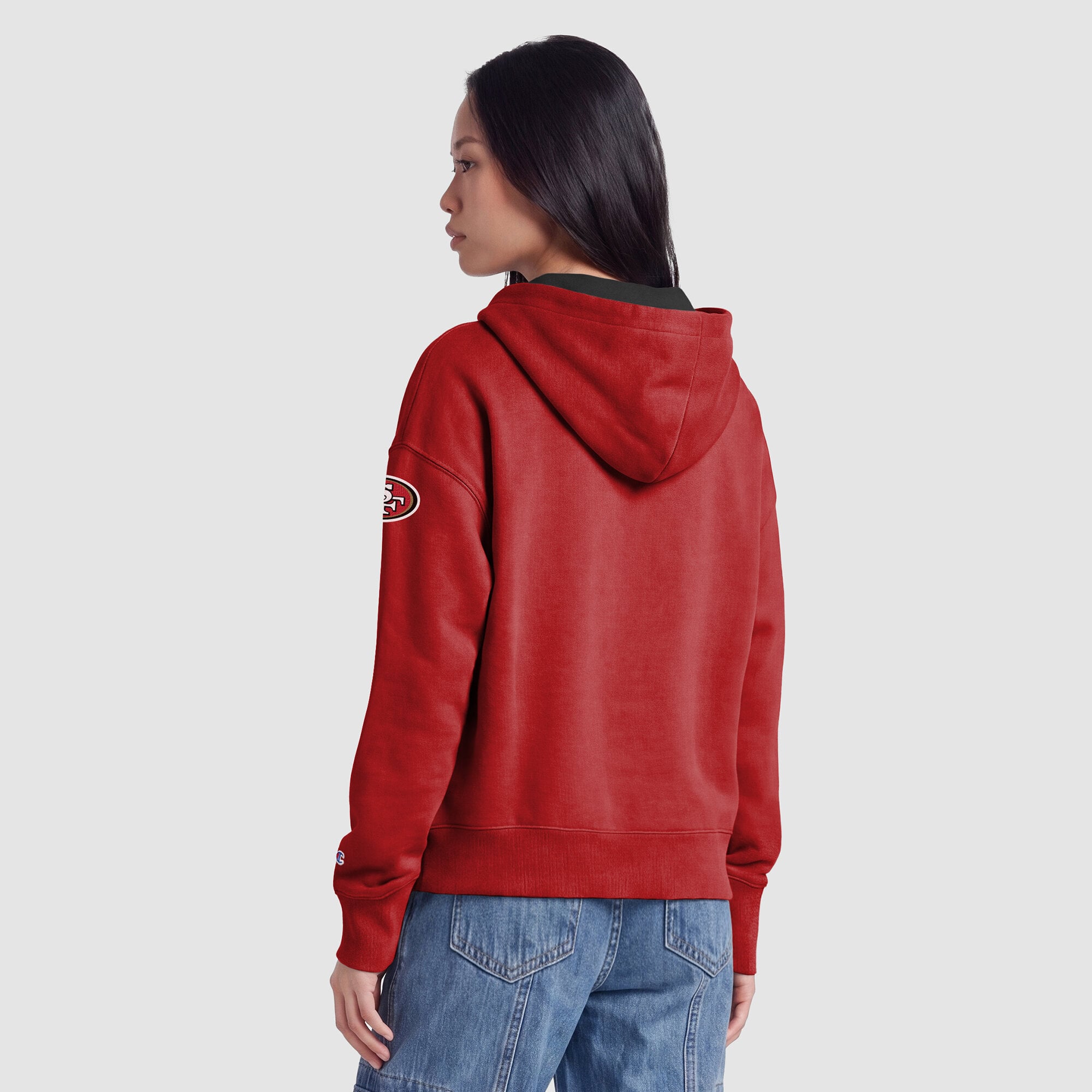 Sweat à capuche zippé Champion Scarlet San Francisco 49ers pour femme