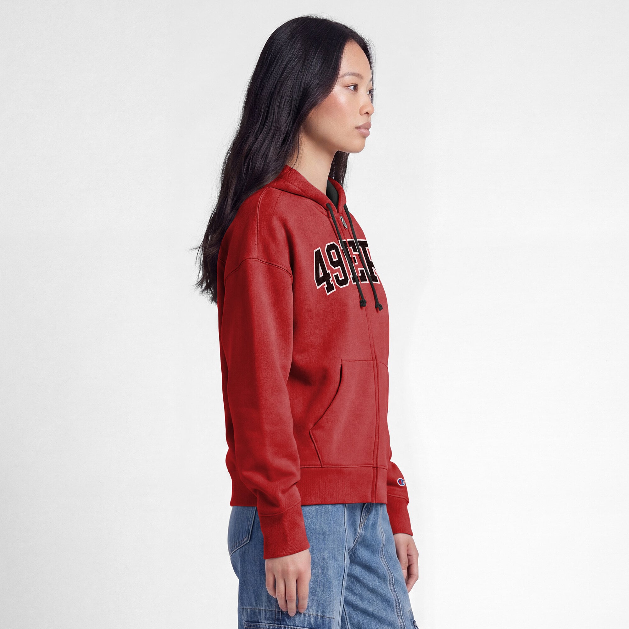 Sweat à capuche zippé Champion Scarlet San Francisco 49ers pour femme