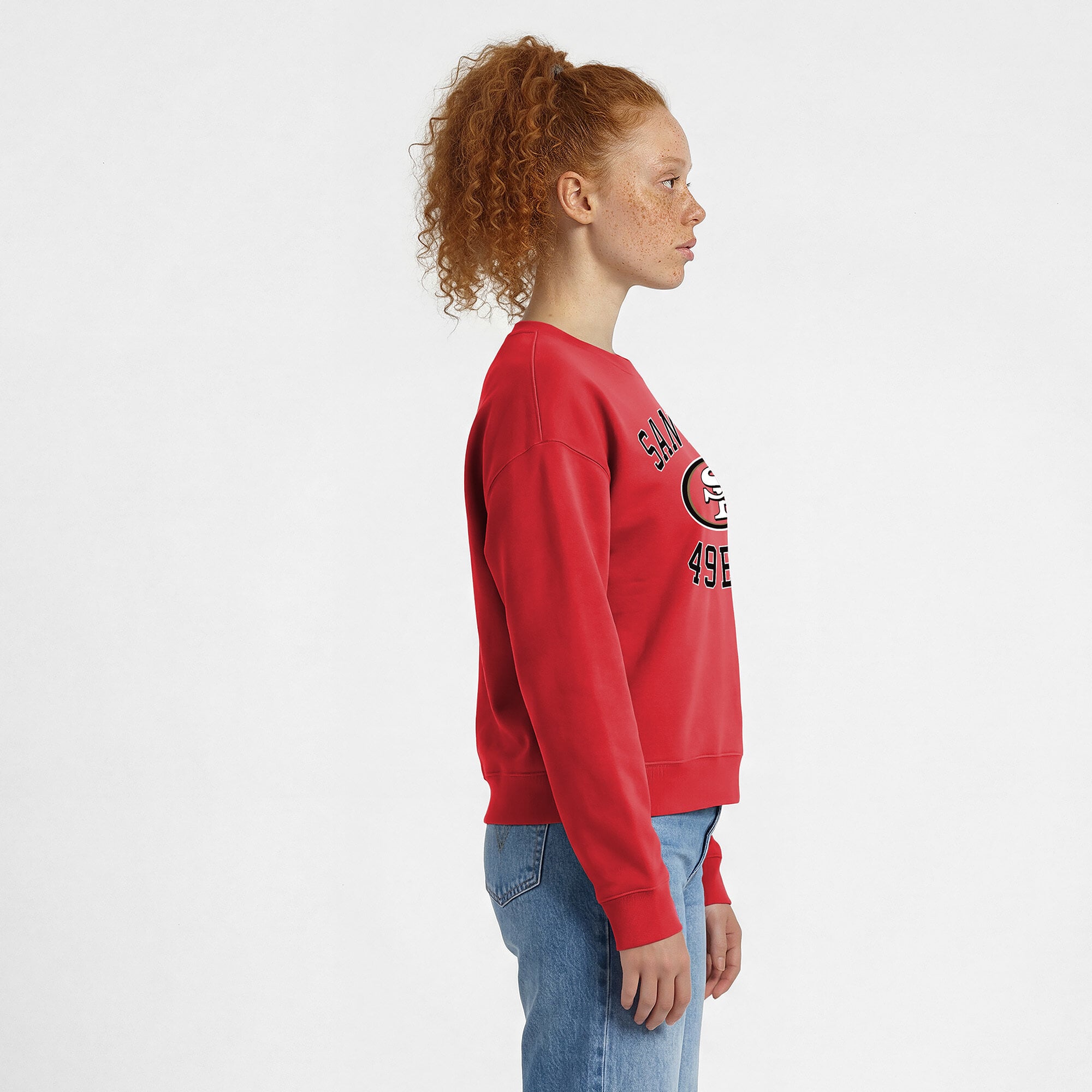 Women's Champion Scarlet San Francisco 49ers Heart & Soul Powerblend Sweatshirt