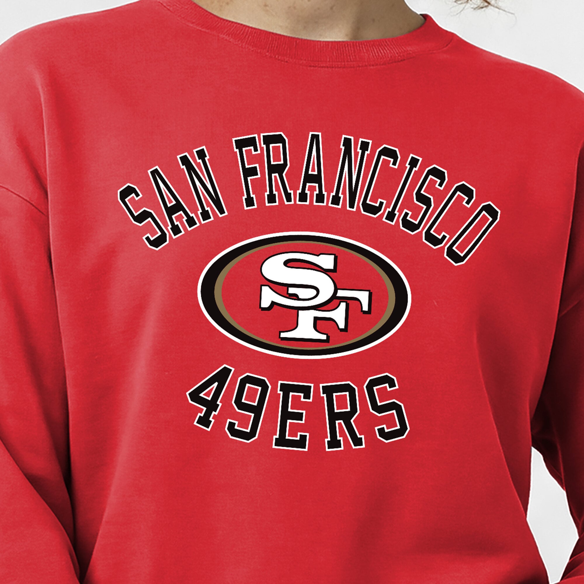 Women's Champion Scarlet San Francisco 49ers Heart & Soul Powerblend Sweatshirt