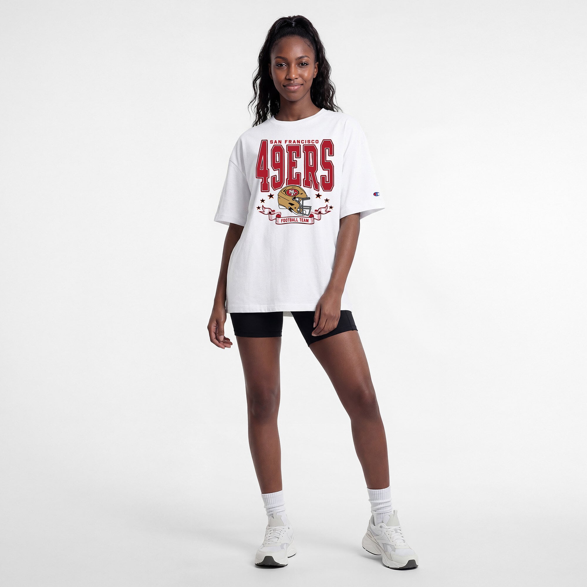 T-shirt oversize blanc Champion pour femmes des 49ers de San Francisco