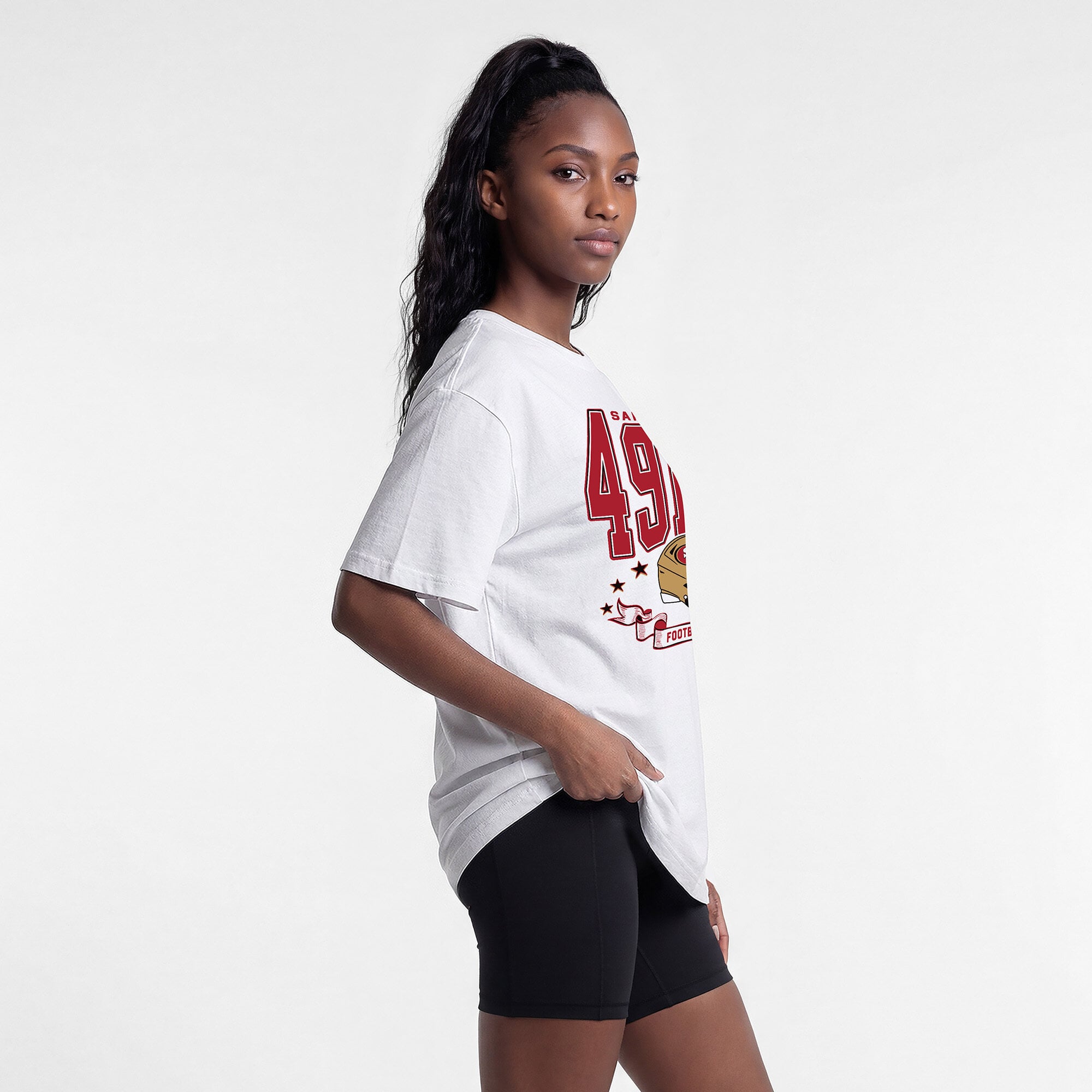 T-shirt oversize blanc Champion pour femmes des 49ers de San Francisco