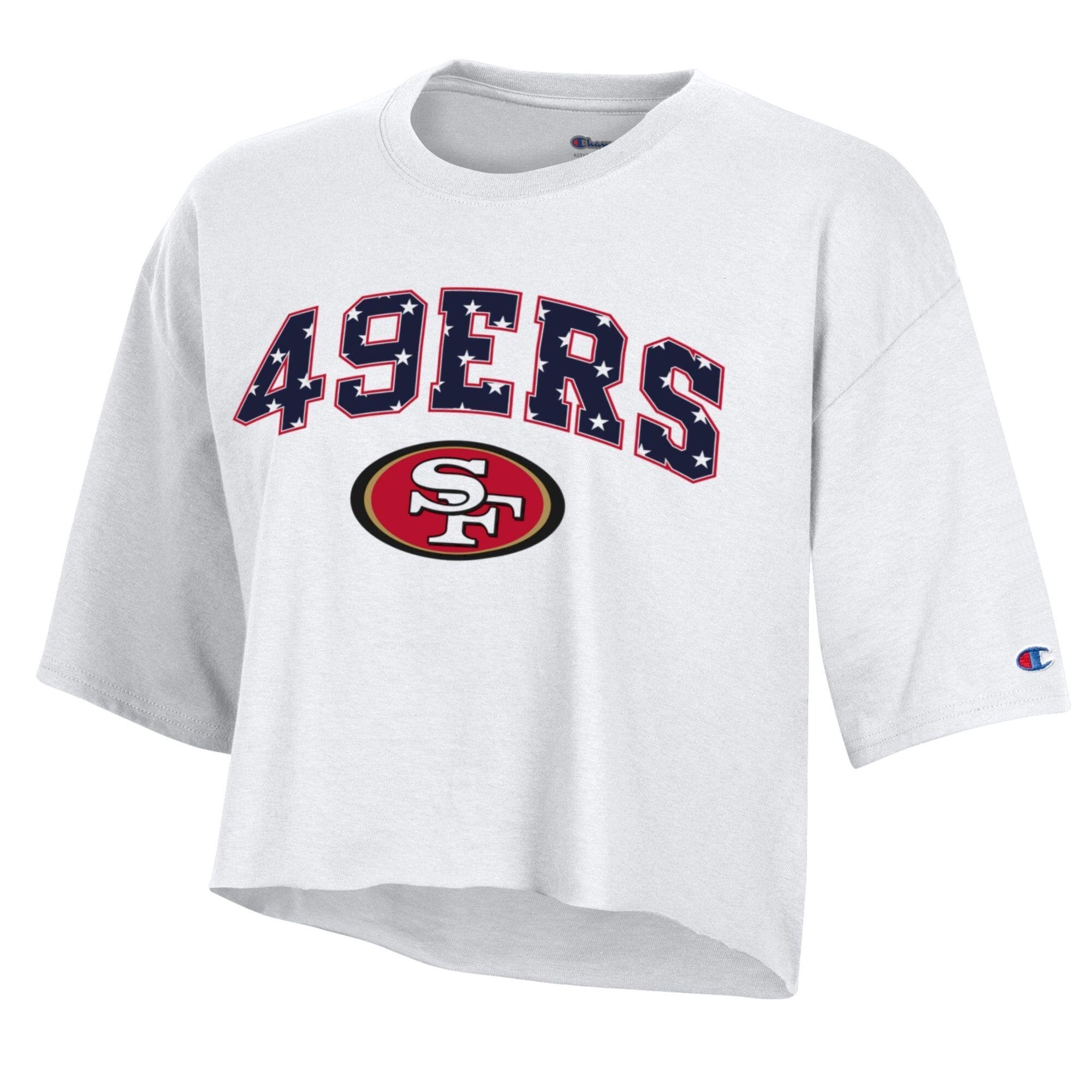 T-shirt court blanc à étoiles des 49ers de San Francisco pour femmes