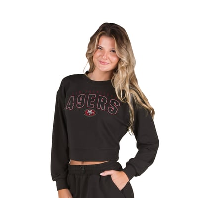 San Francisco 49ers Concepts Sport Women's Kingston Long Sleeve Lounge Cropped Top - Black