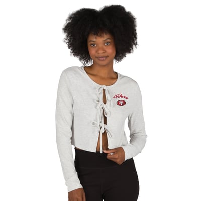 San Francisco 49ers Concepts Sport Women's Fray Knit Long-Sleeve Tie Front Top - Gray