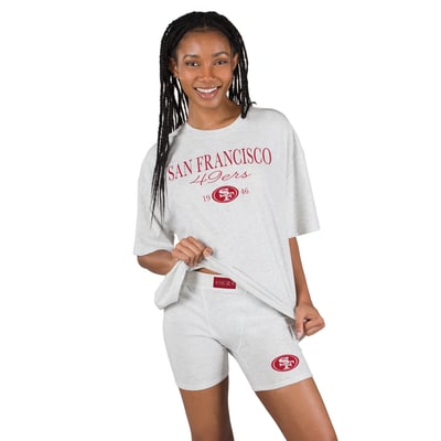  San Francisco 49ers Concepts Sport Women's Fray T-Shirt and Briefs Sleep Set - Gray