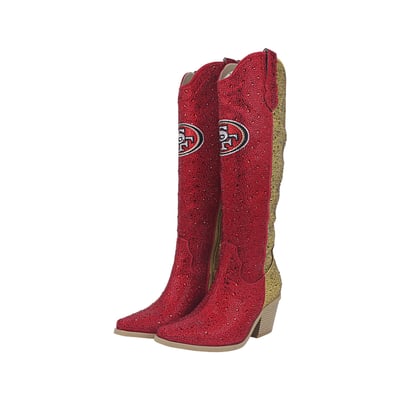  San Francisco 49ers FABGATING by Cuce Women's Two-Tone Crystal Cowboy Boot - Scarlet