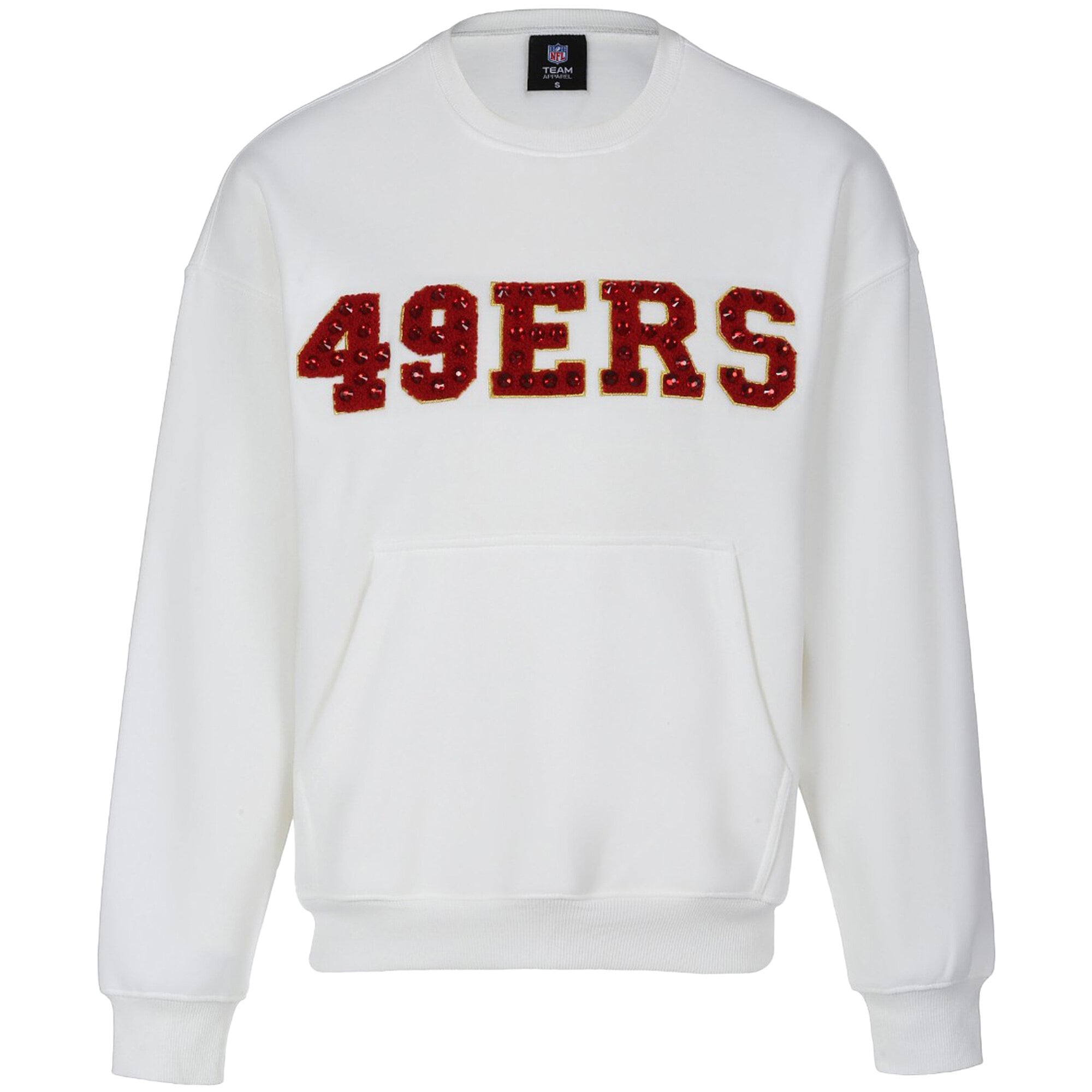 Sweat-shirt FABGATING pour femme, blanc, San Francisco 49ers, en chenille orné de bijoux