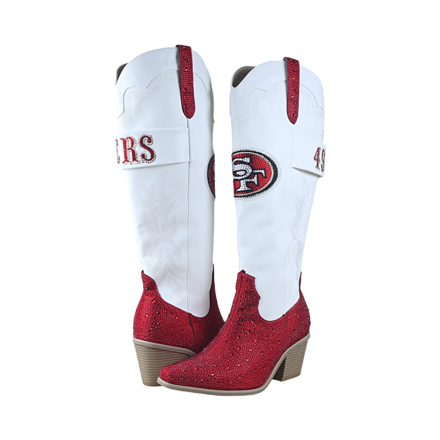 Bottes de cowboy blanches FABGATING by Cuce White San Francisco 49ers Crystal pour femmes