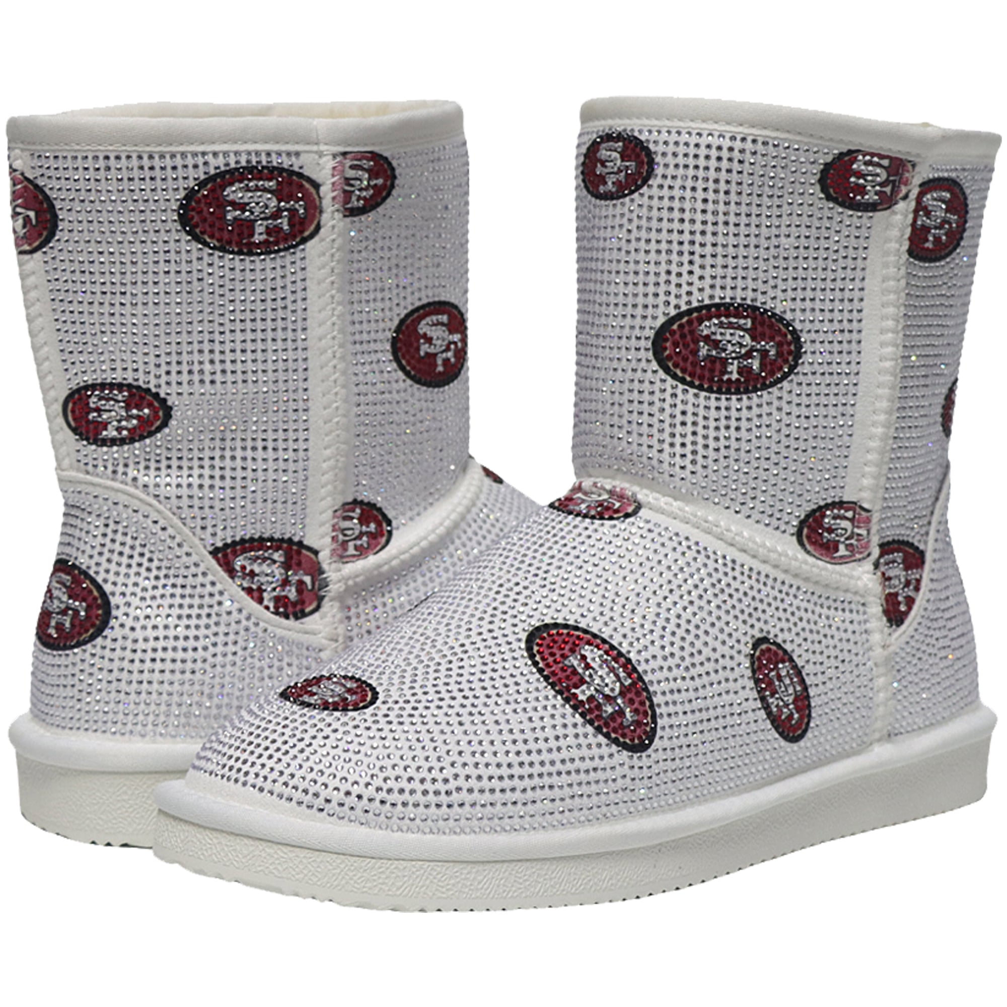 Women's FABGATING by Cuce  White San Francisco 49ers Logo Pull on Ankle Boots