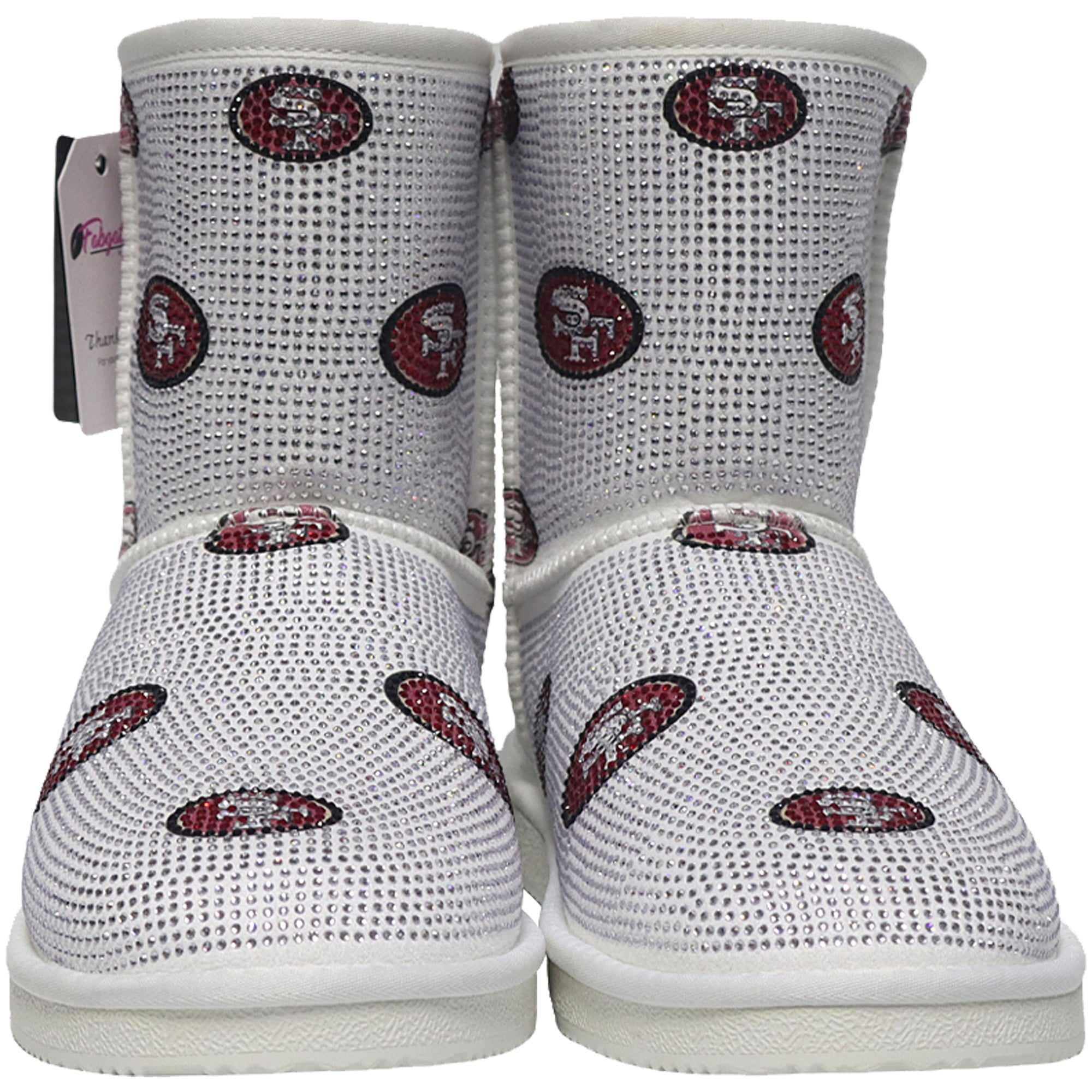 Women's FABGATING by Cuce  White San Francisco 49ers Logo Pull on Ankle Boots
