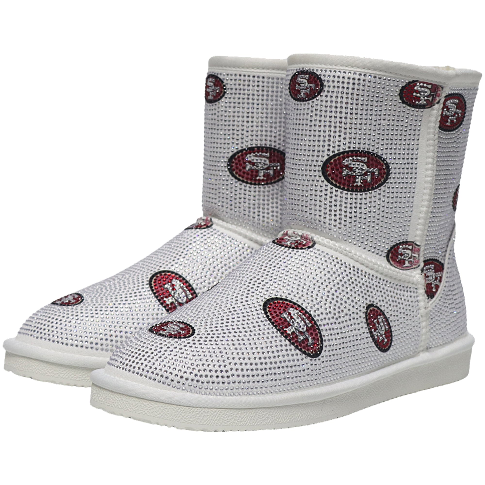 Women's FABGATING by Cuce  White San Francisco 49ers Logo Pull on Ankle Boots