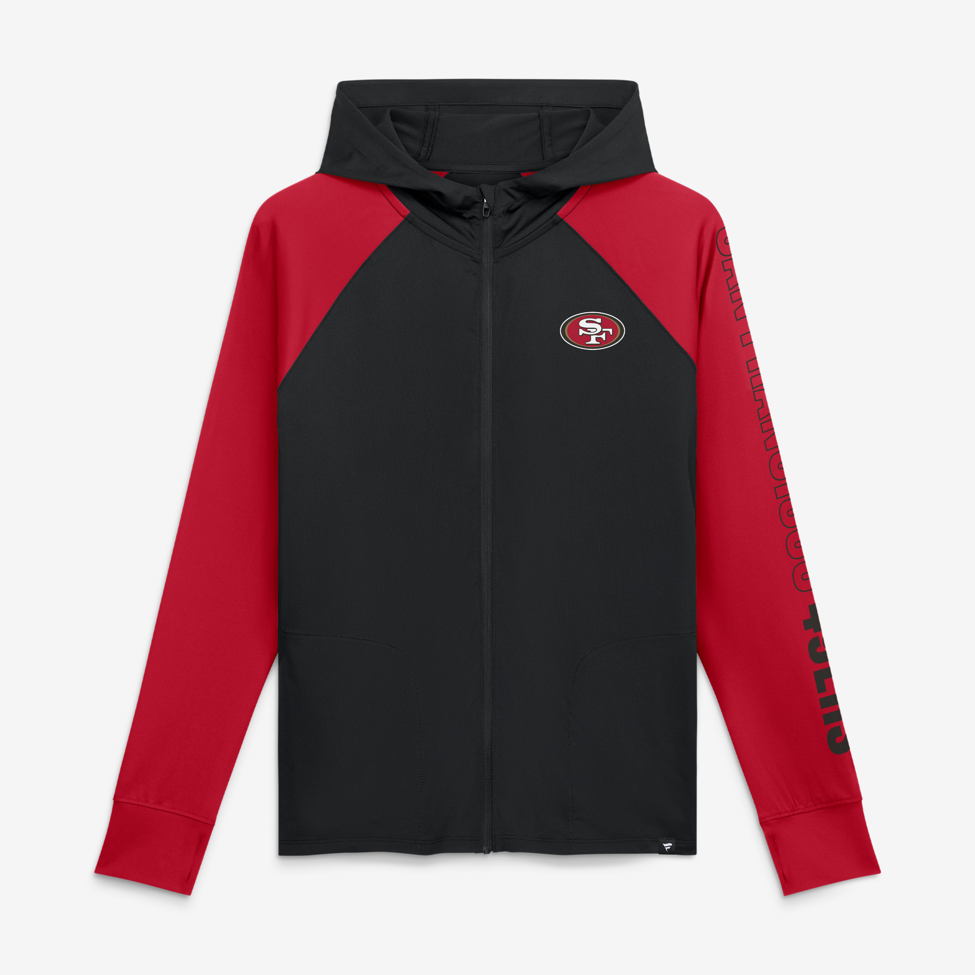 Women's Fanatics Black/Scarlet San Francisco 49ers Cornerback Blitz Raglan Full-Zip Hoodie