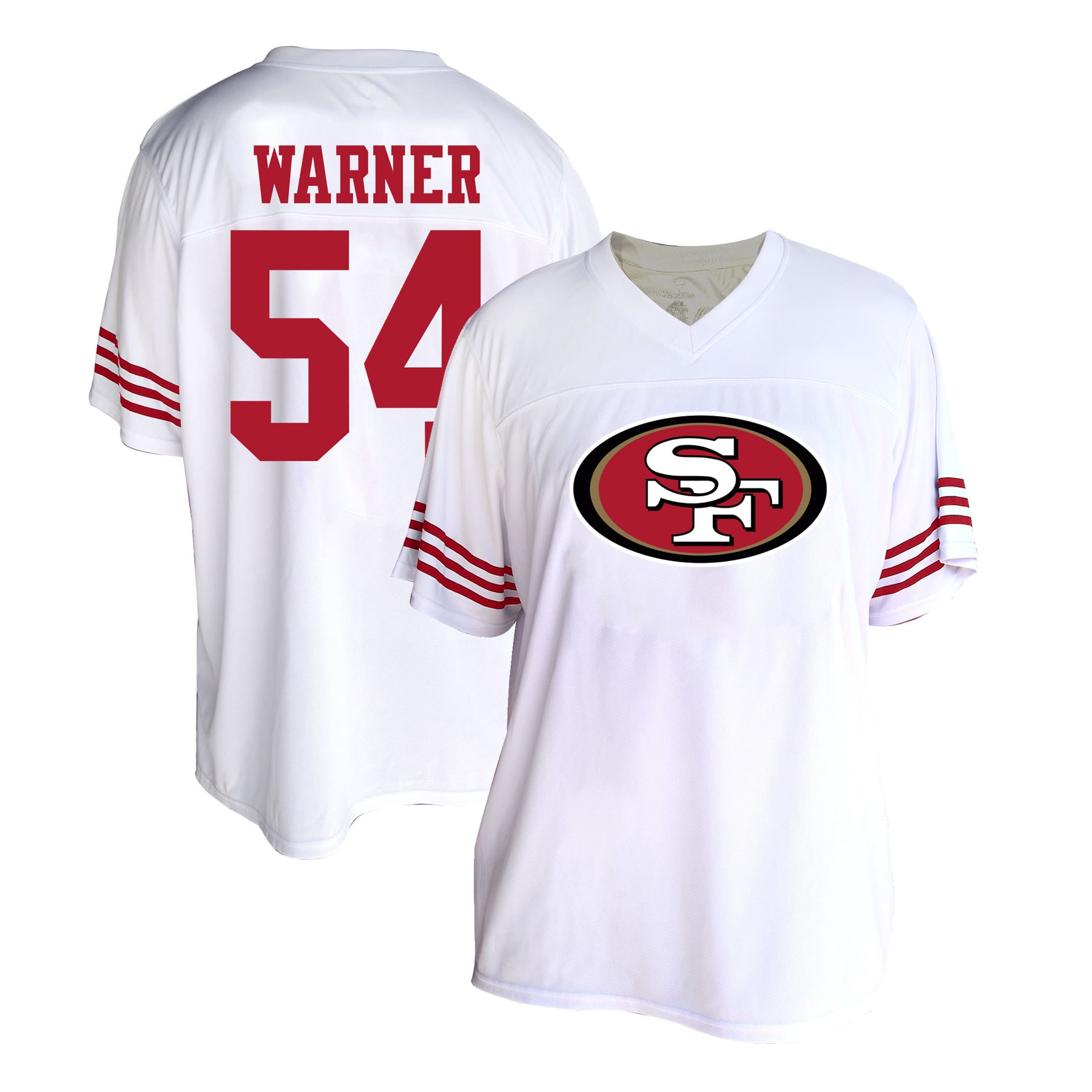 Maillot de mode grande taille Fred Warner blanc des 49ers San Francisco pour femmes (Fanatics)