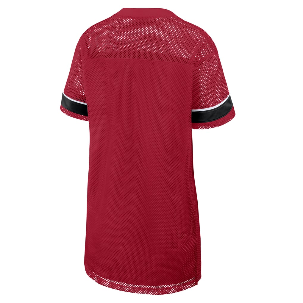 San Francisco 49ers Fanatics Women's Oversized Team First Deep Route Mesh V-Neck Dress