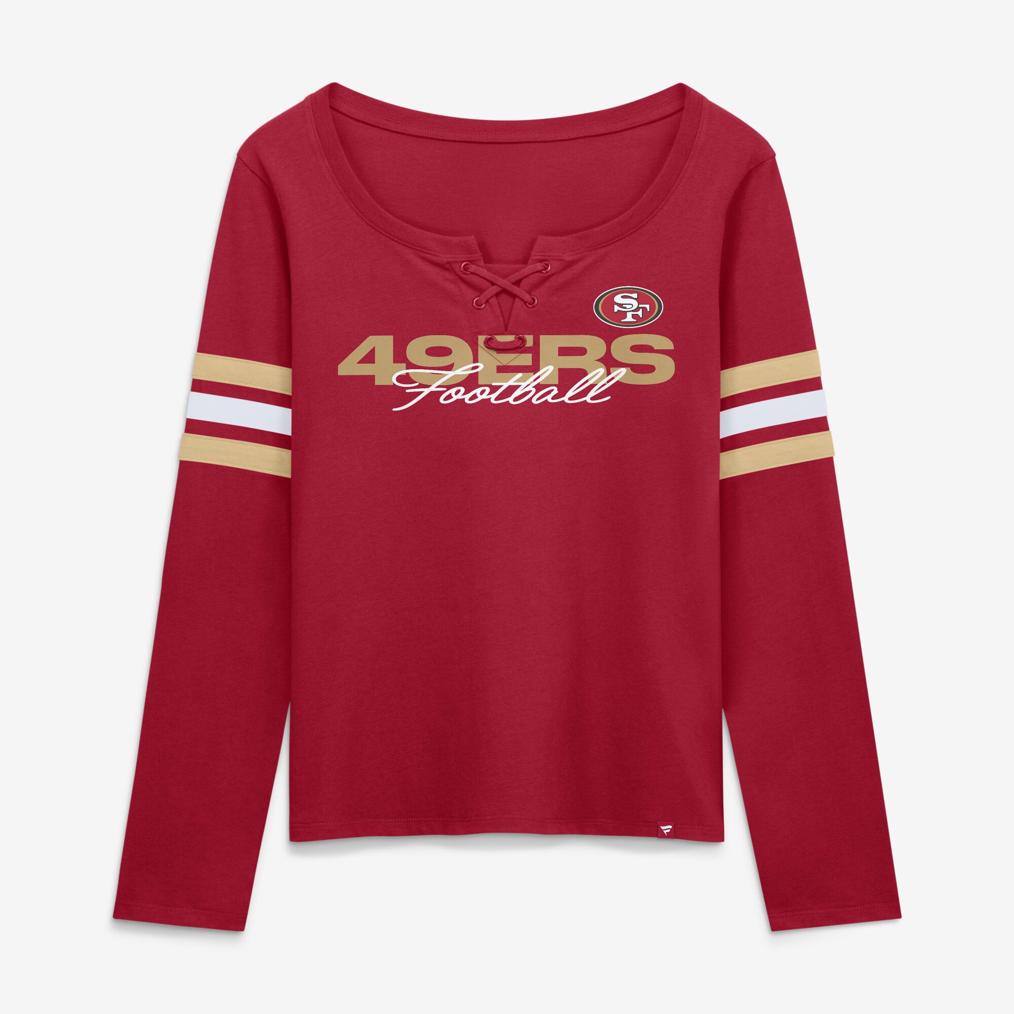 T-shirt à manches longues lacets Fanatics Scarlet San Francisco 49ers pour femmes