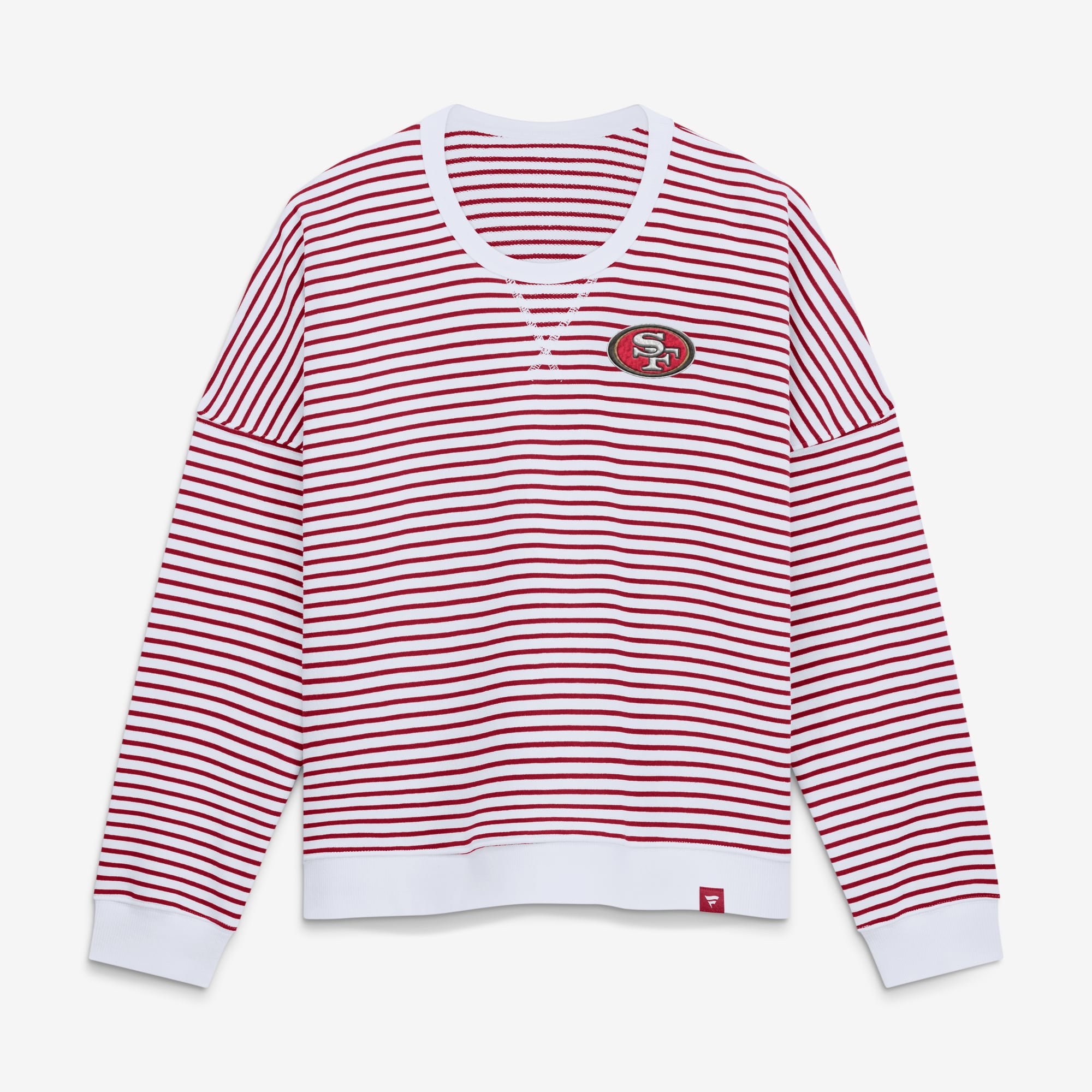 Sweat-shirt oversize rayé blanc/écarlate San Francisco 49ers pour femme (Fanatics)