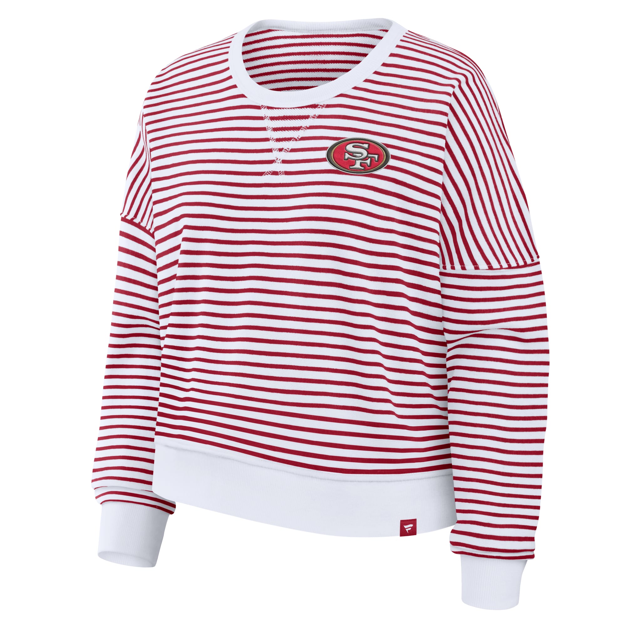 Sweat-shirt oversize rayé blanc/écarlate San Francisco 49ers pour femme (Fanatics)