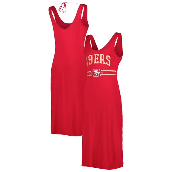 49ers womens jersey dress Women's G-III 4Her by Carl Banks Scarlet San Francisco Training V-Neck Maxi Lin