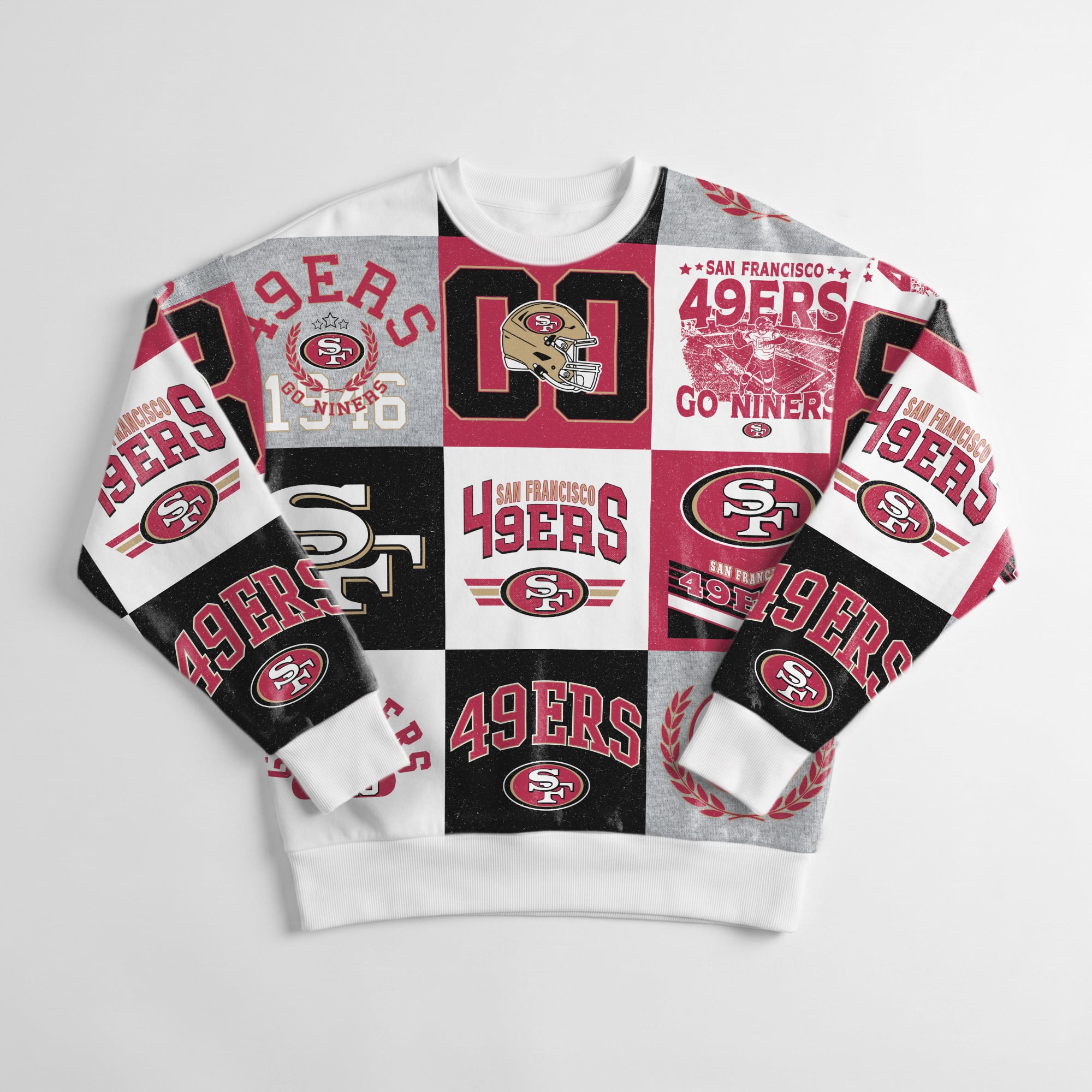 Women's Gameday Couture White San Francisco 49ers Highlight Reel Repeat Premium Fleece Sweatshirt