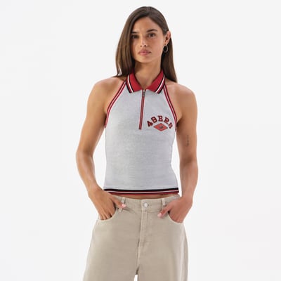 San Francisco 49ers Off Season Women's Collared Halter Top - Heather Gray