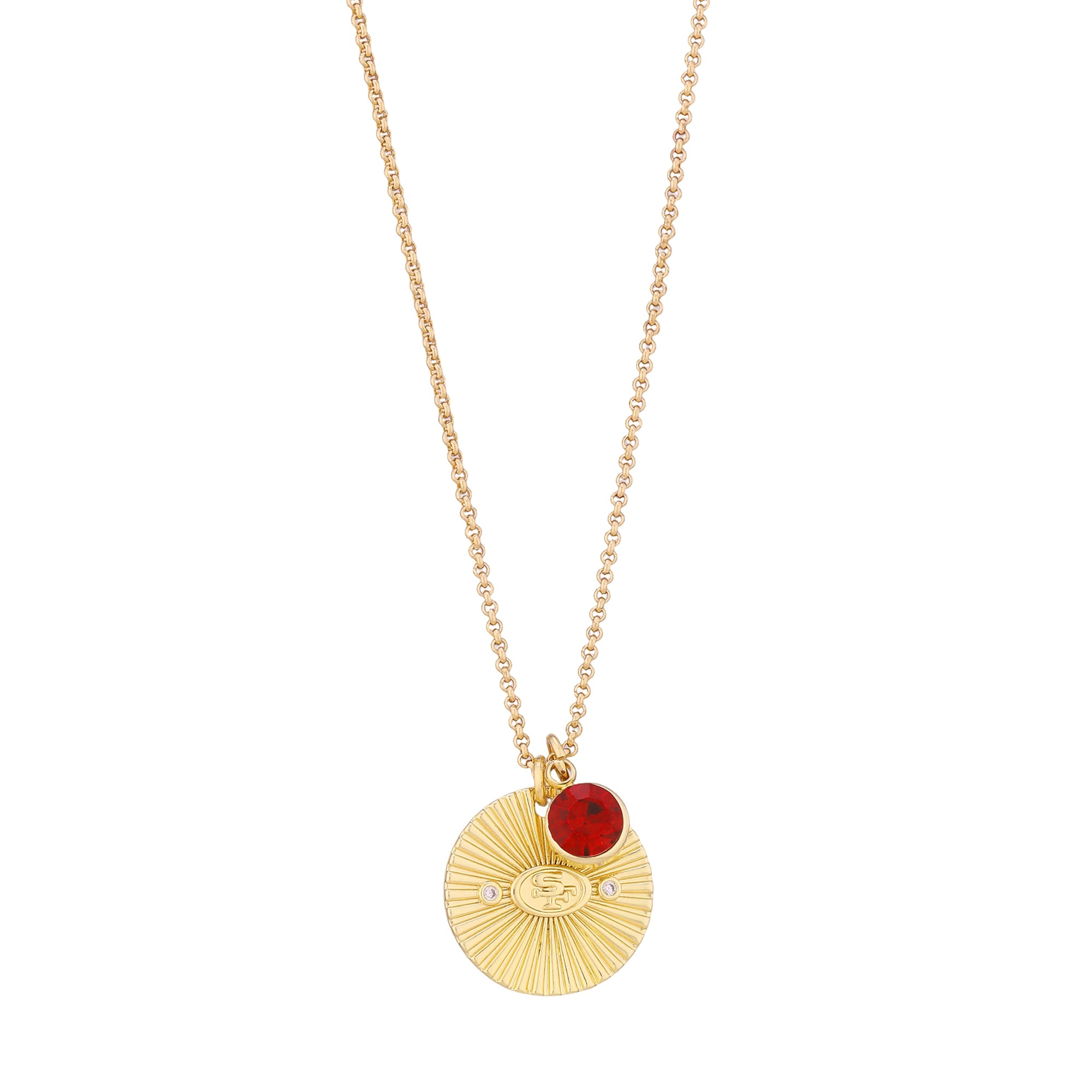 Collier pour femme LUV AJ Gold San Francisco 49ers avec pendentif spirale et pierre
