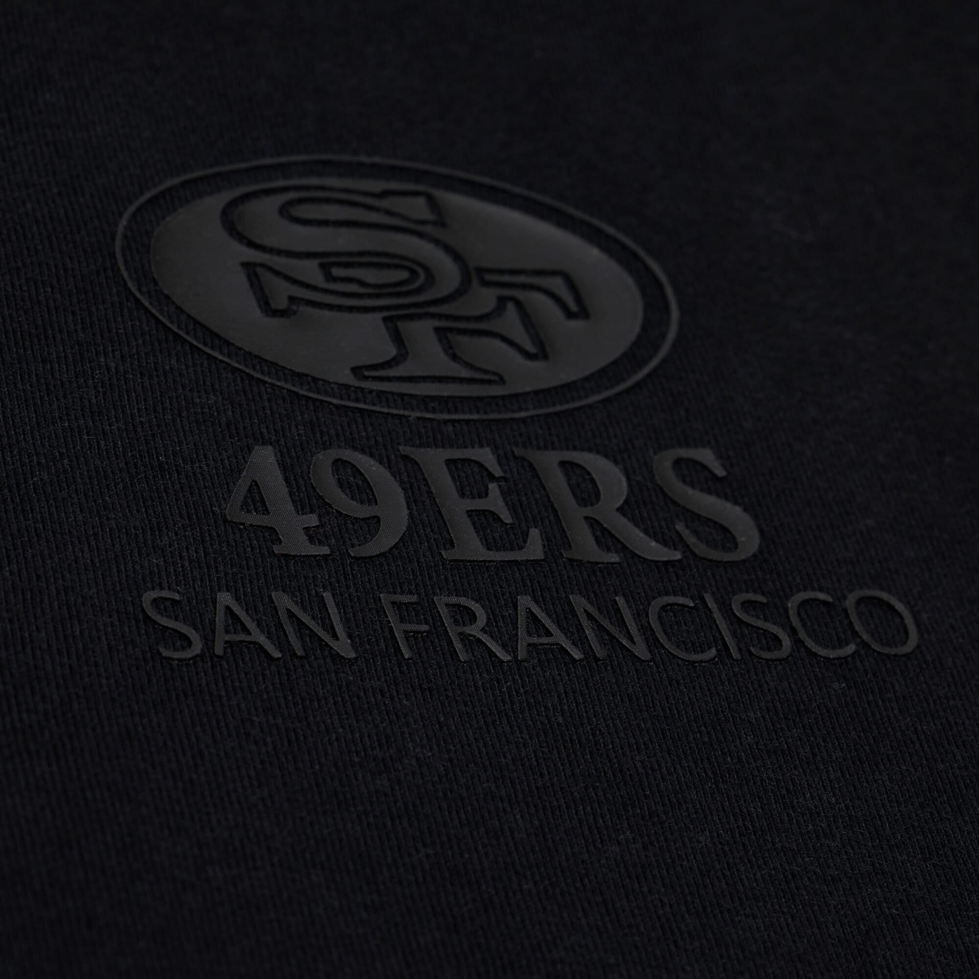 Women's Mitchell & Ness Black San Francisco 49ers Core Essentials Micro Logo Boxy Crop T-Shirt