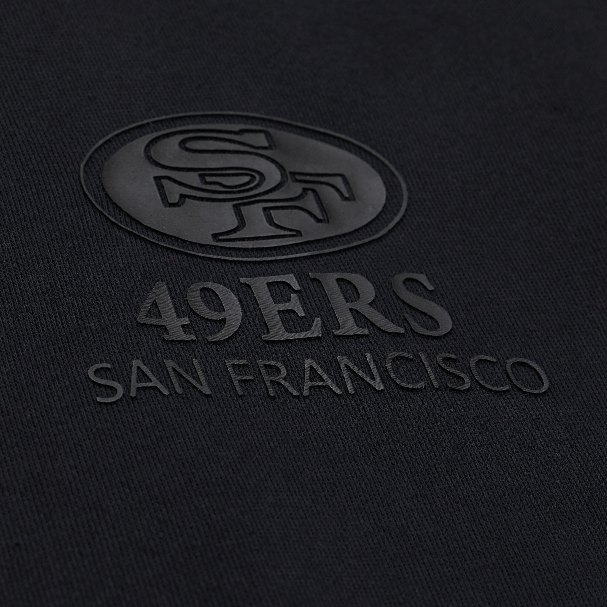 Sweat-shirt polaire Mitchell & Ness Core Essentials Micro Logo noir pour femme, modèle San Francisco 49ers.