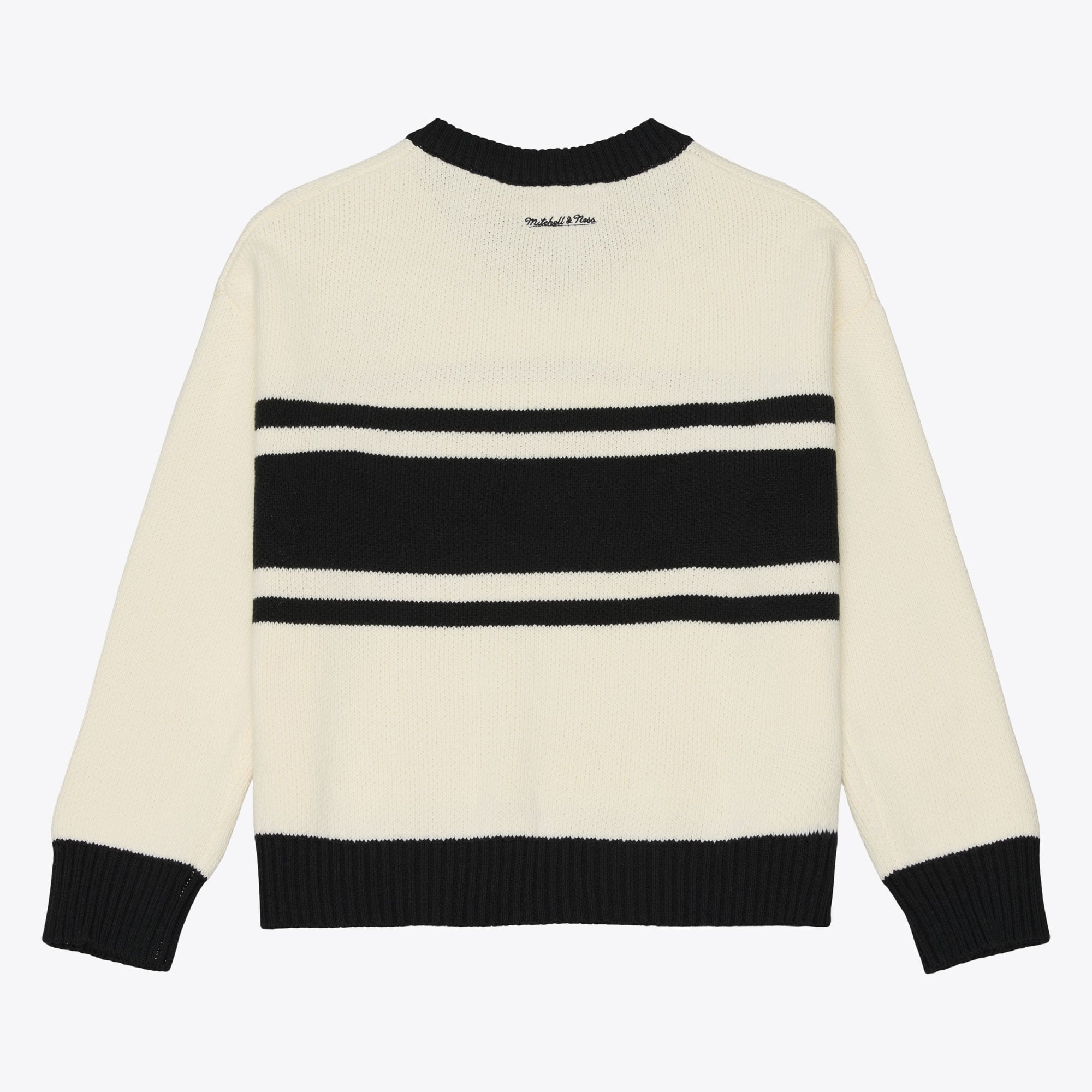 Women's Mitchell & Ness Cream/Black San Francisco 49ers Retro Roots V-Neck Sweater