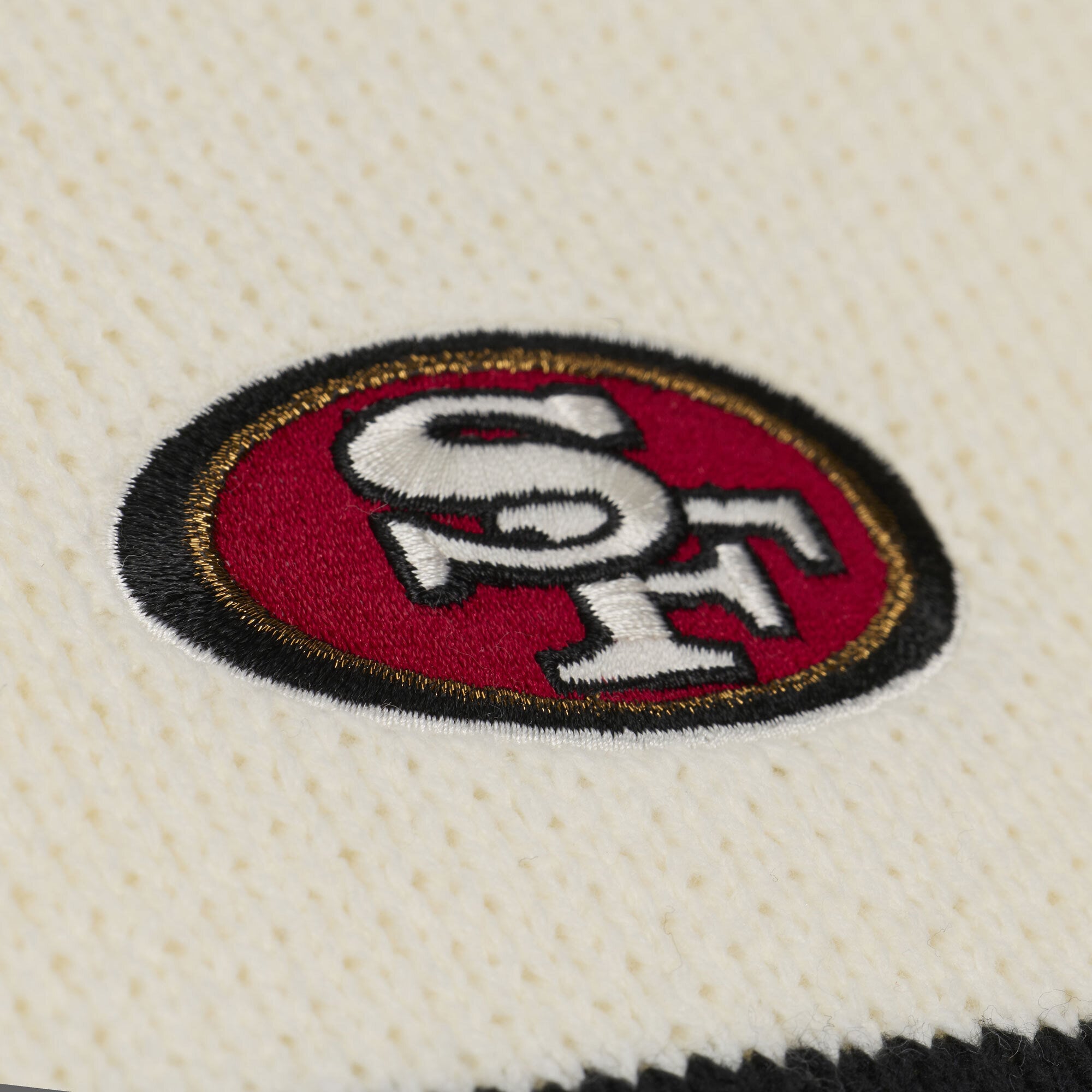 Women's Mitchell & Ness Cream/Black San Francisco 49ers Retro Roots V-Neck Sweater