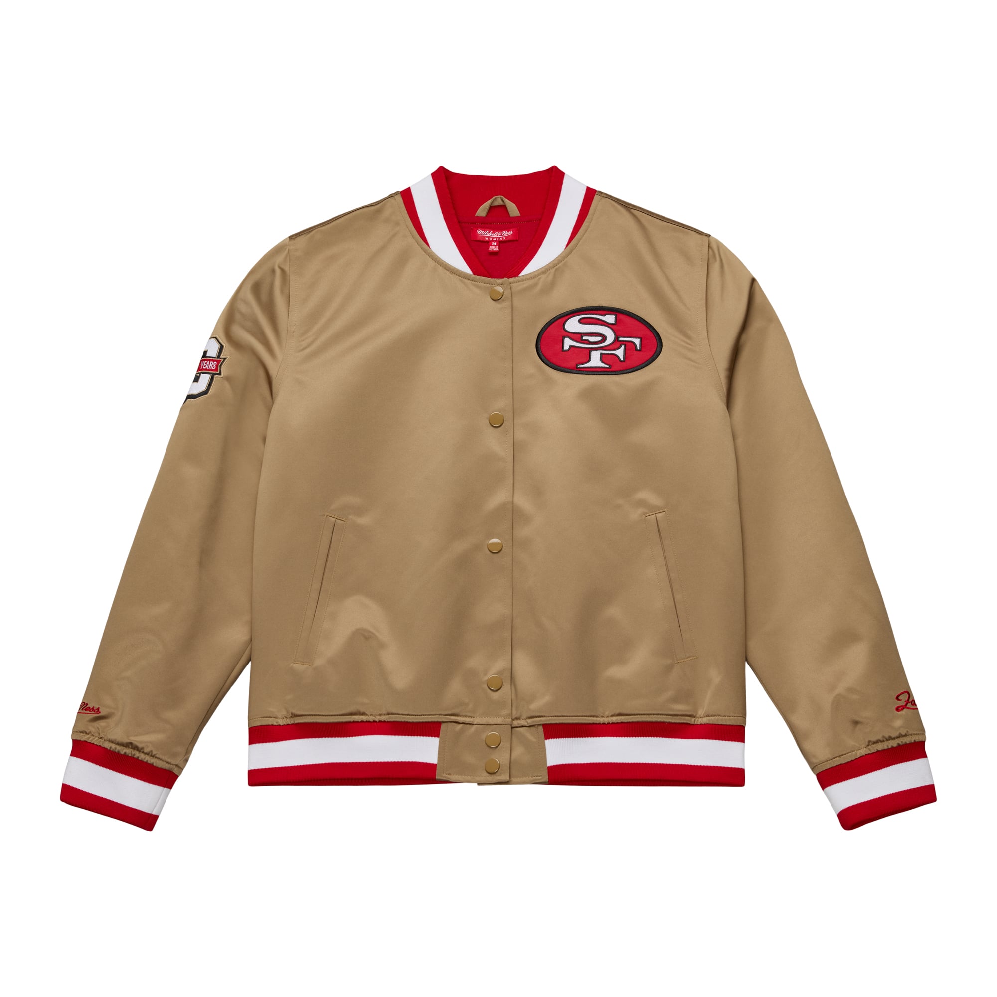 Women's Mitchell & Ness Scarlet San Francisco 49ers 80th Anniversary Satin Full-Snap Jacket